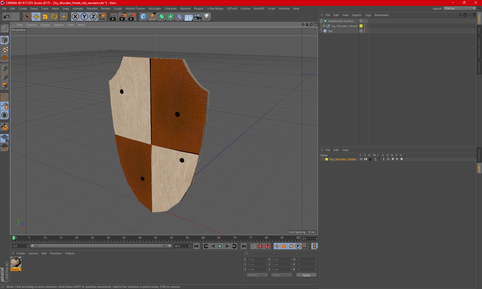 Toy Wooden Shield 3D