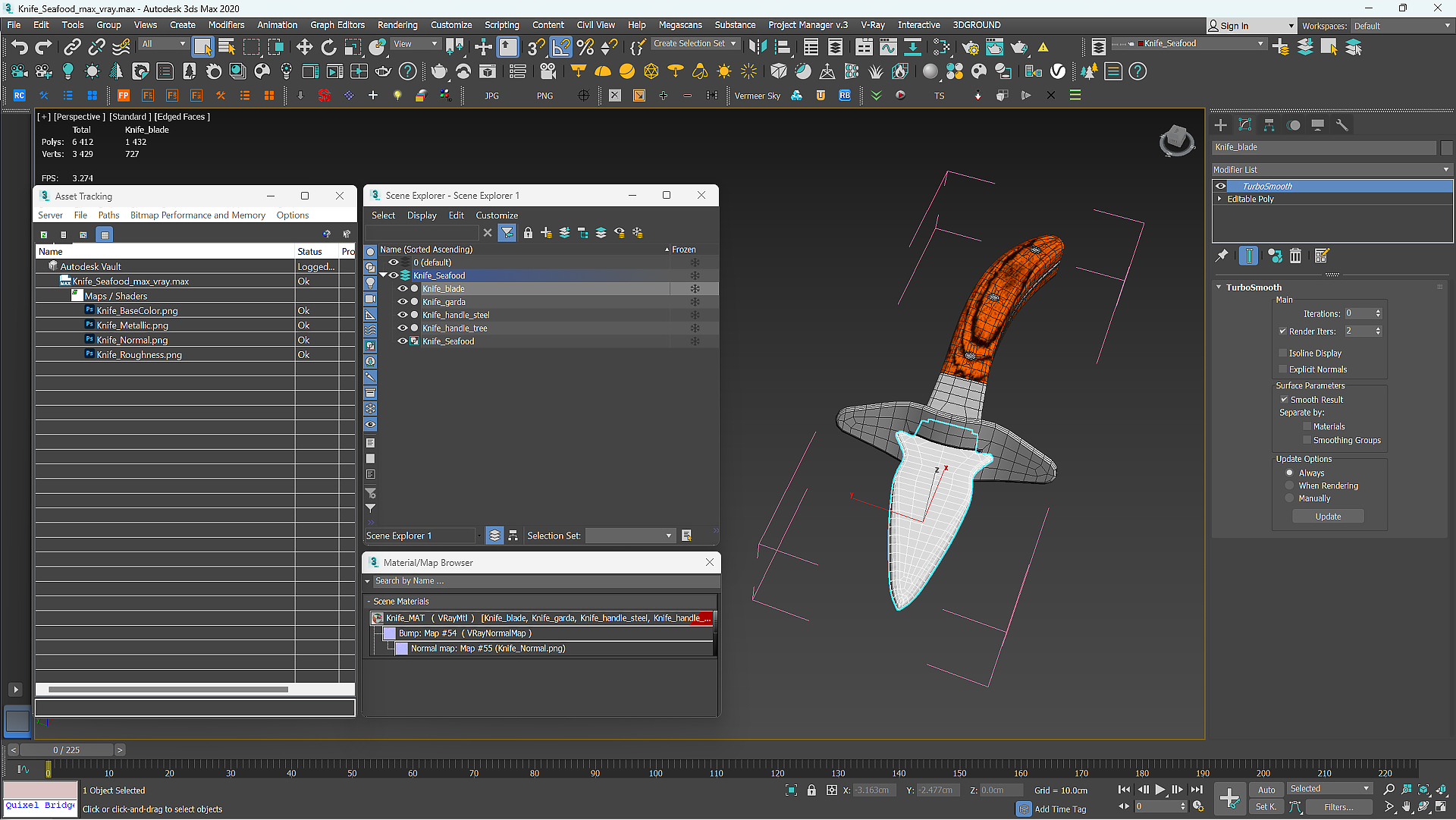 3D Knife Seafood model