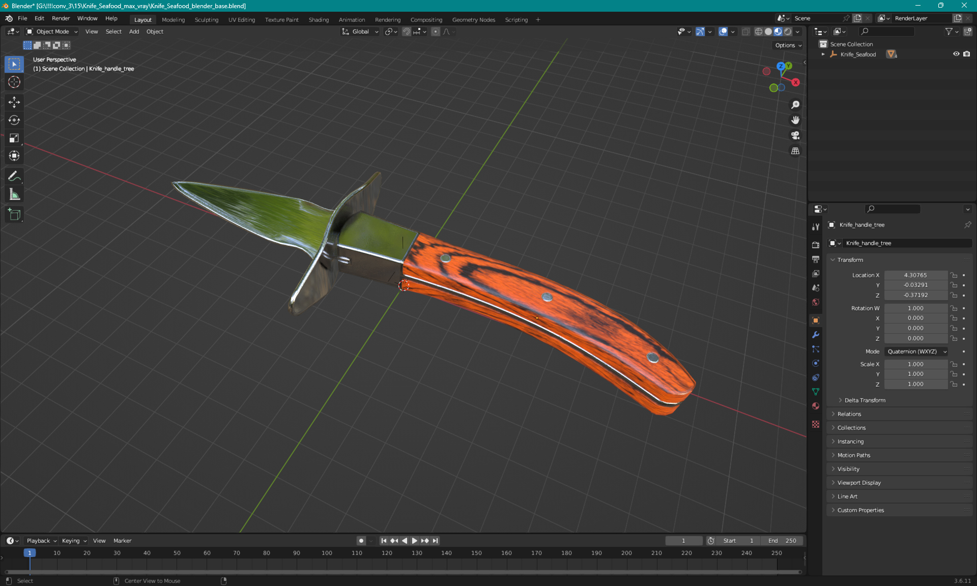 3D Knife Seafood model