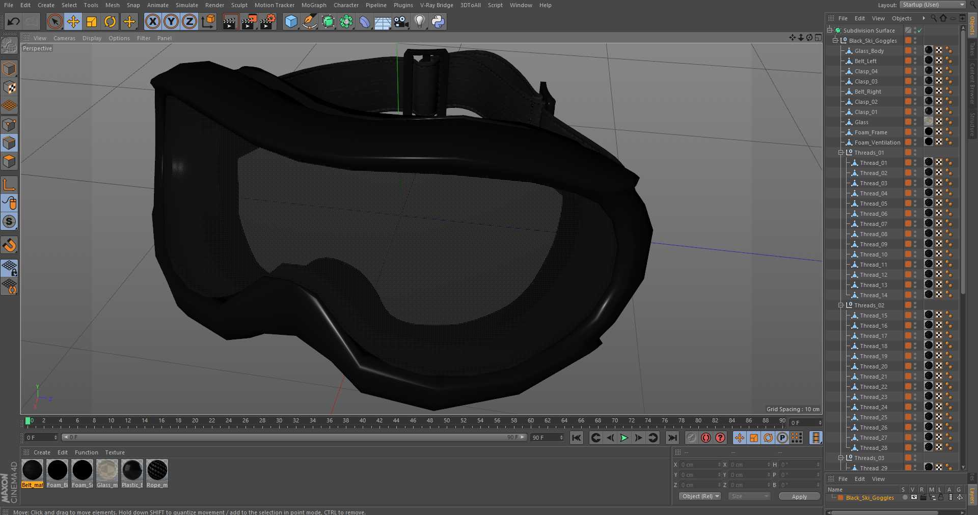 Black Ski Goggles 3D