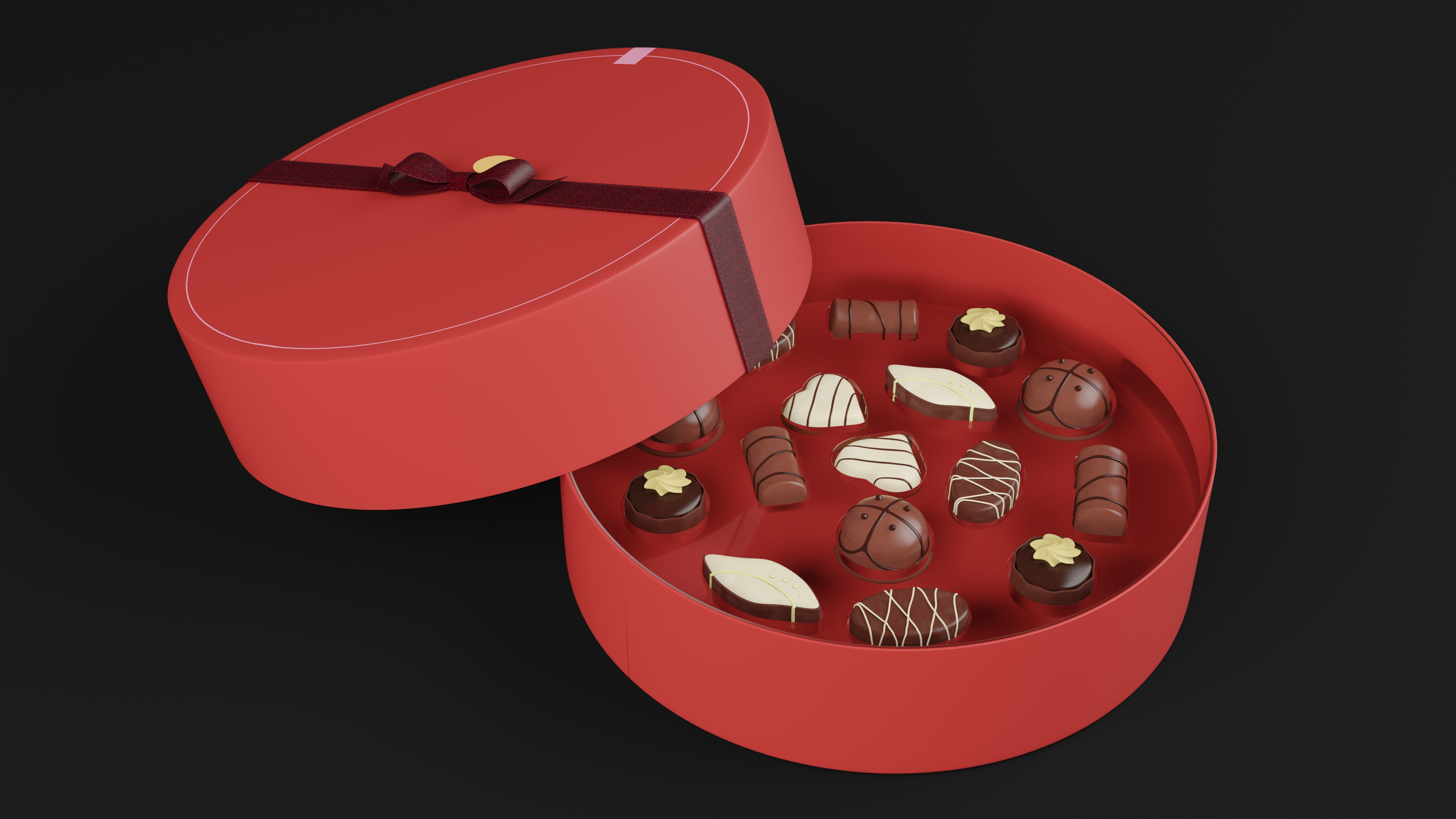 Box with Luxury Chocolate Red 3D model