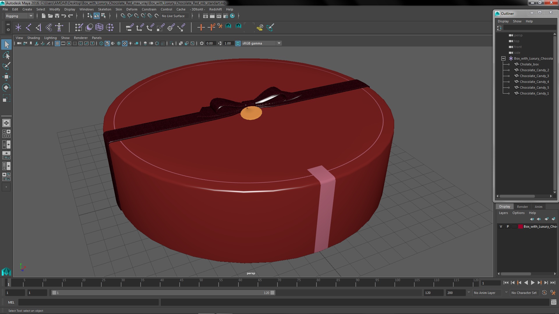 Box with Luxury Chocolate Red 3D model