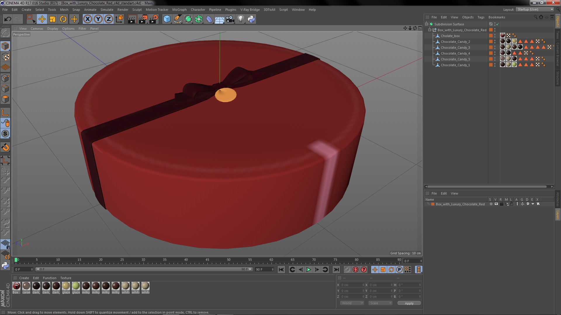 Box with Luxury Chocolate Red 3D model