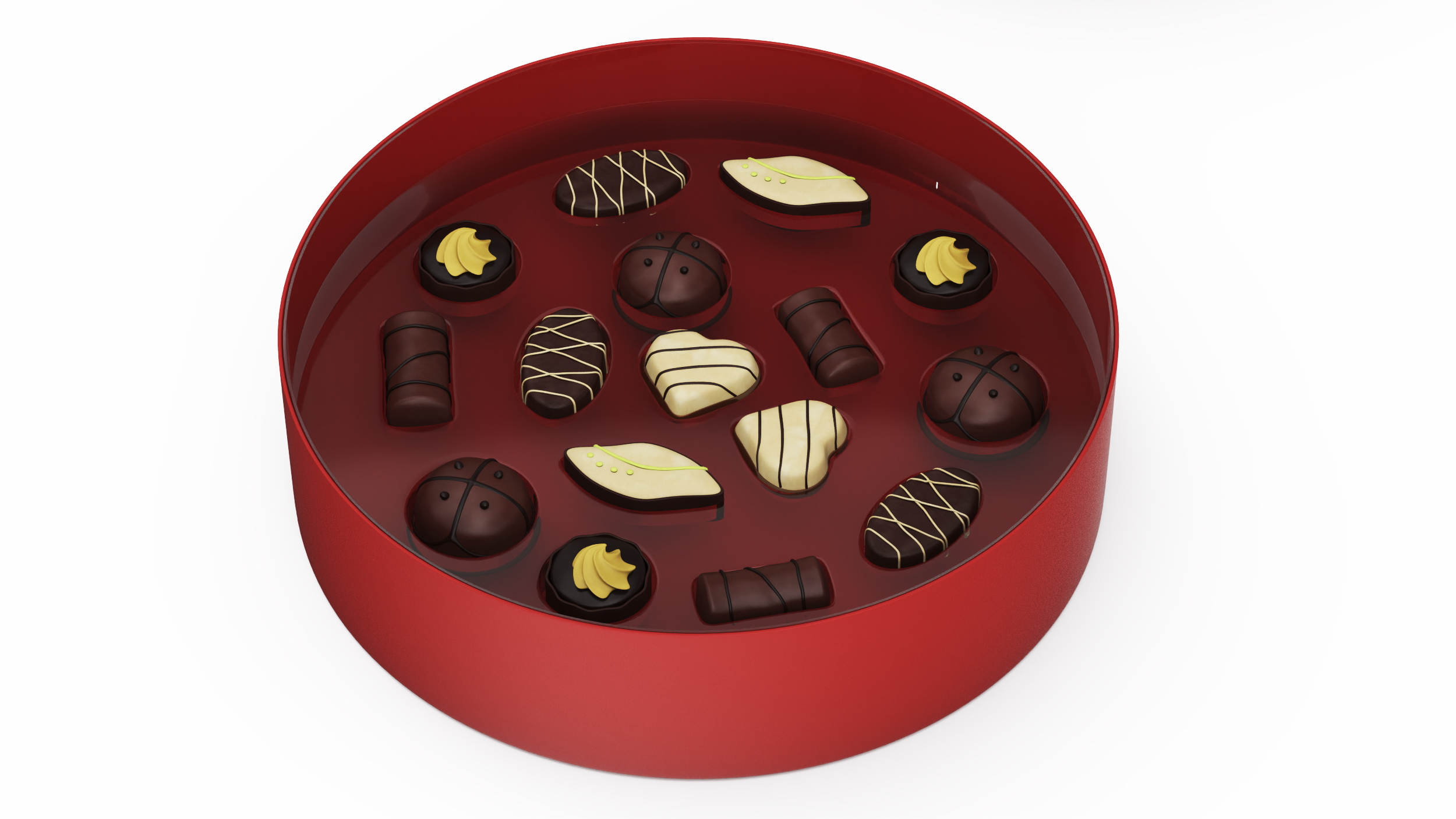 Box with Luxury Chocolate Red 3D model