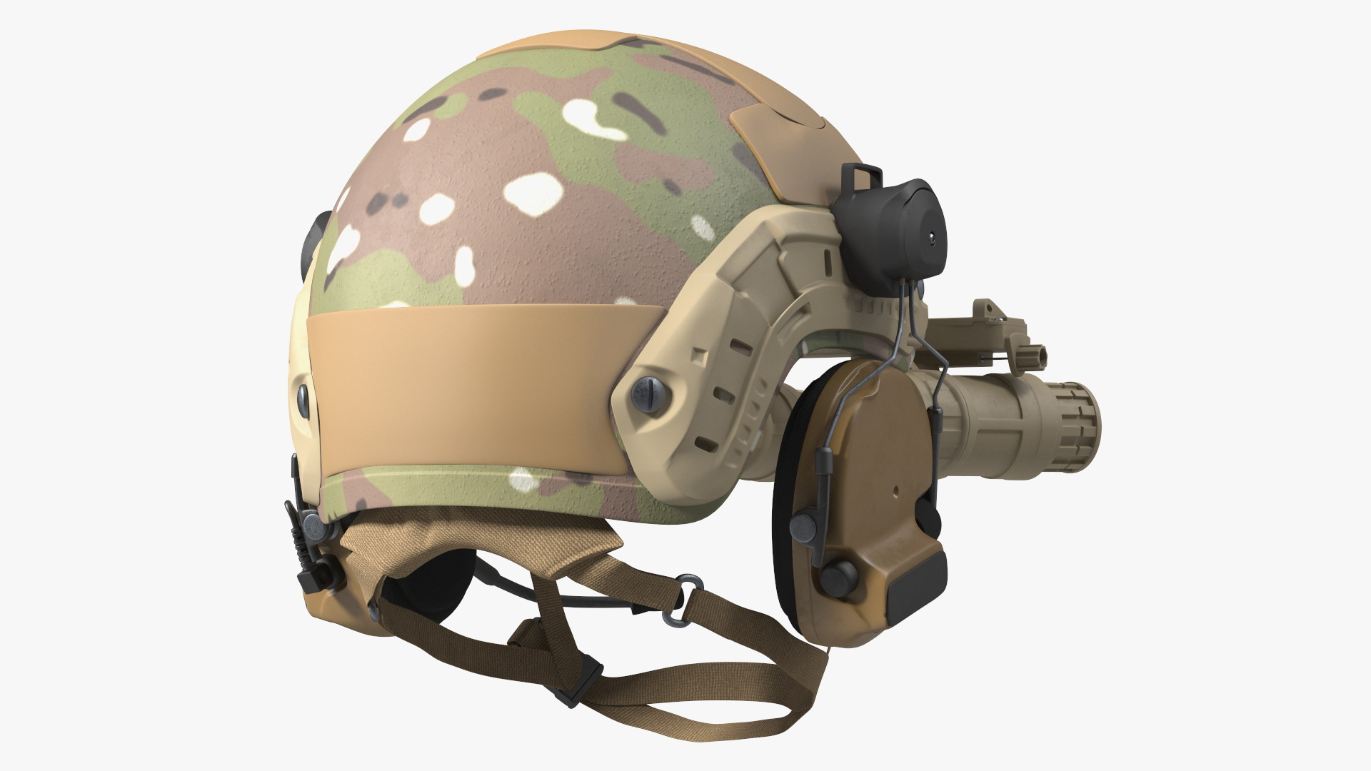 3D Helmet with Night Vision Goggles Green Camo model