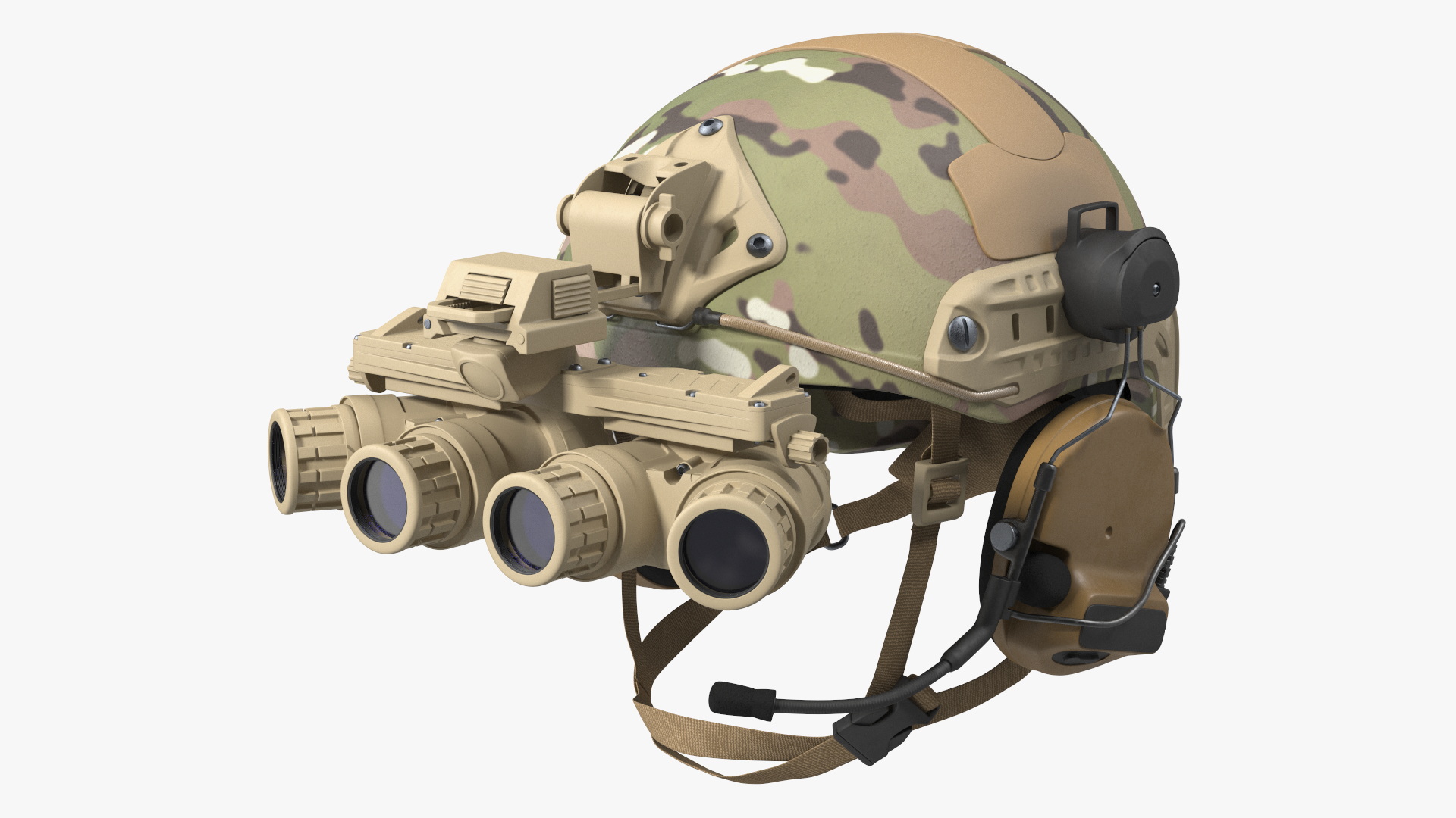 3D Helmet with Night Vision Goggles Green Camo model