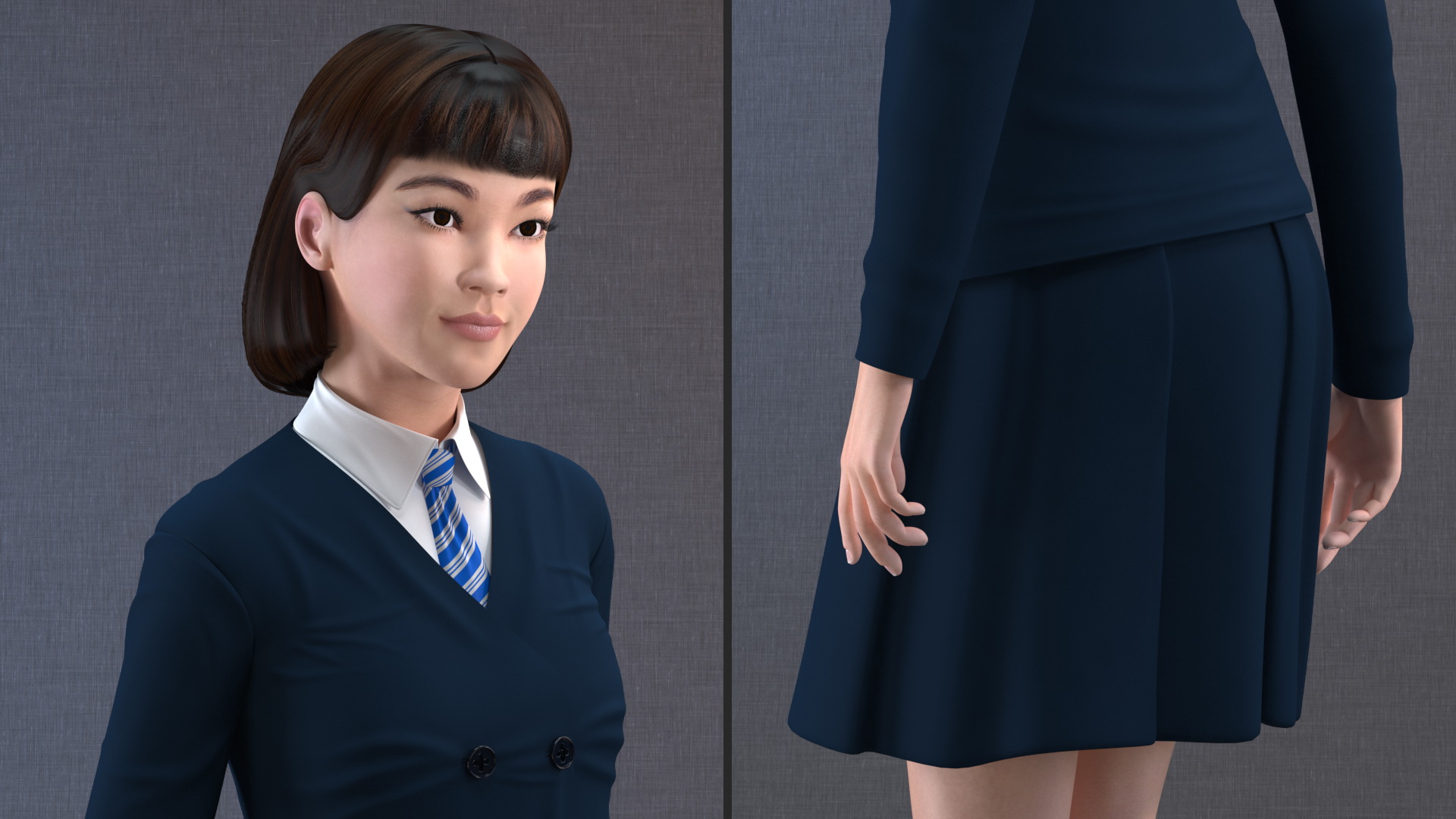 3D Chinese Schoolgirl model