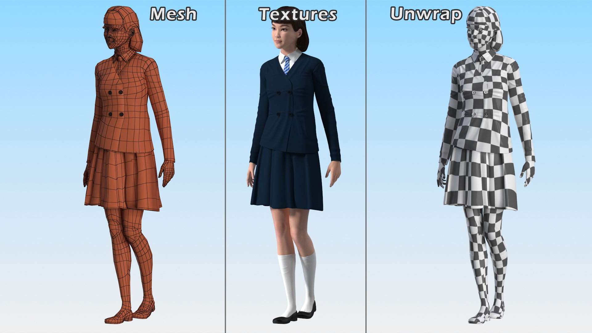 3D Chinese Schoolgirl model