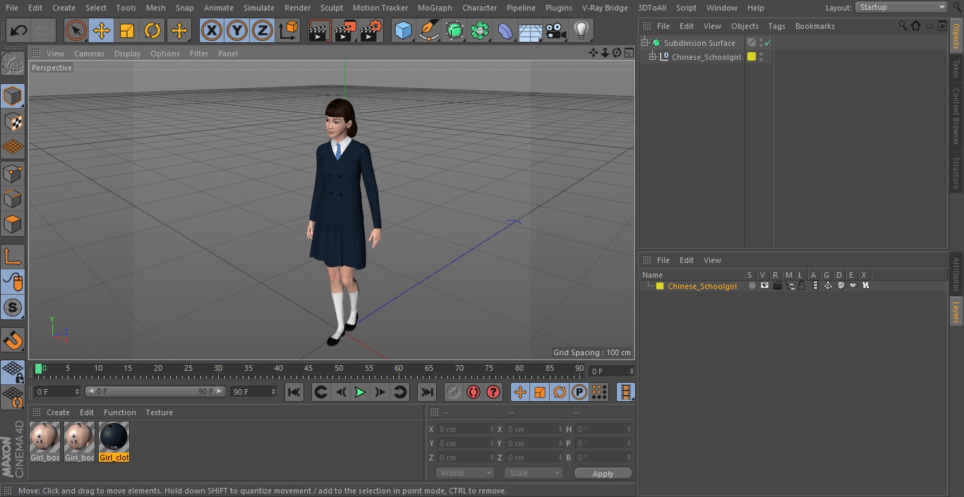 3D Chinese Schoolgirl model