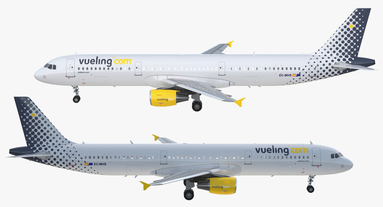 3D model Airbus A321 Vueling Airlines Rigged