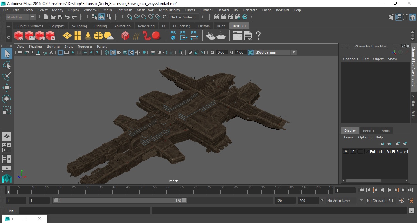 3D Futuristic Sci-Fi Spaceship Brown model