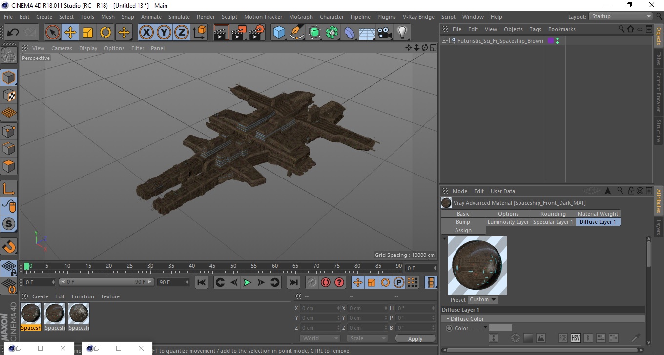 3D Futuristic Sci-Fi Spaceship Brown model