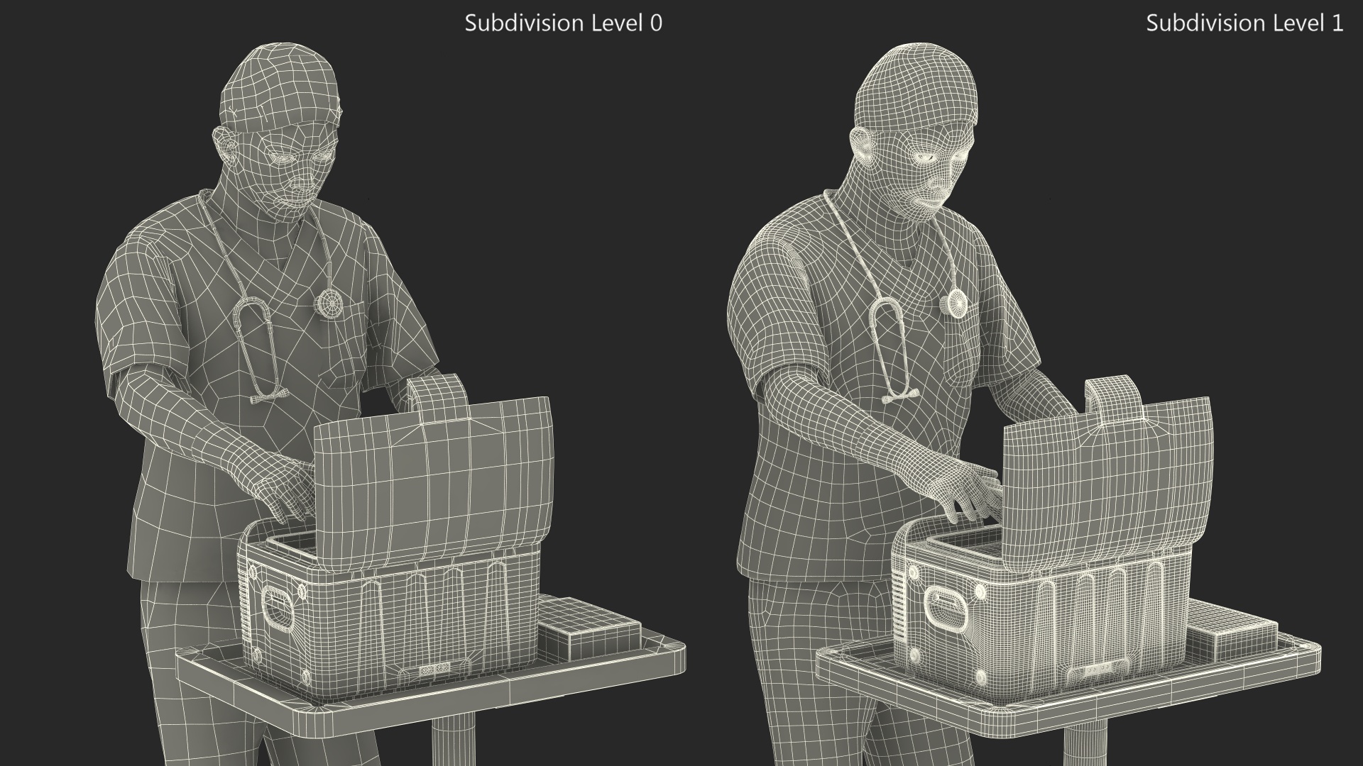 3D model Healthcare Worker with Labcold Portable Vaccine Carrier