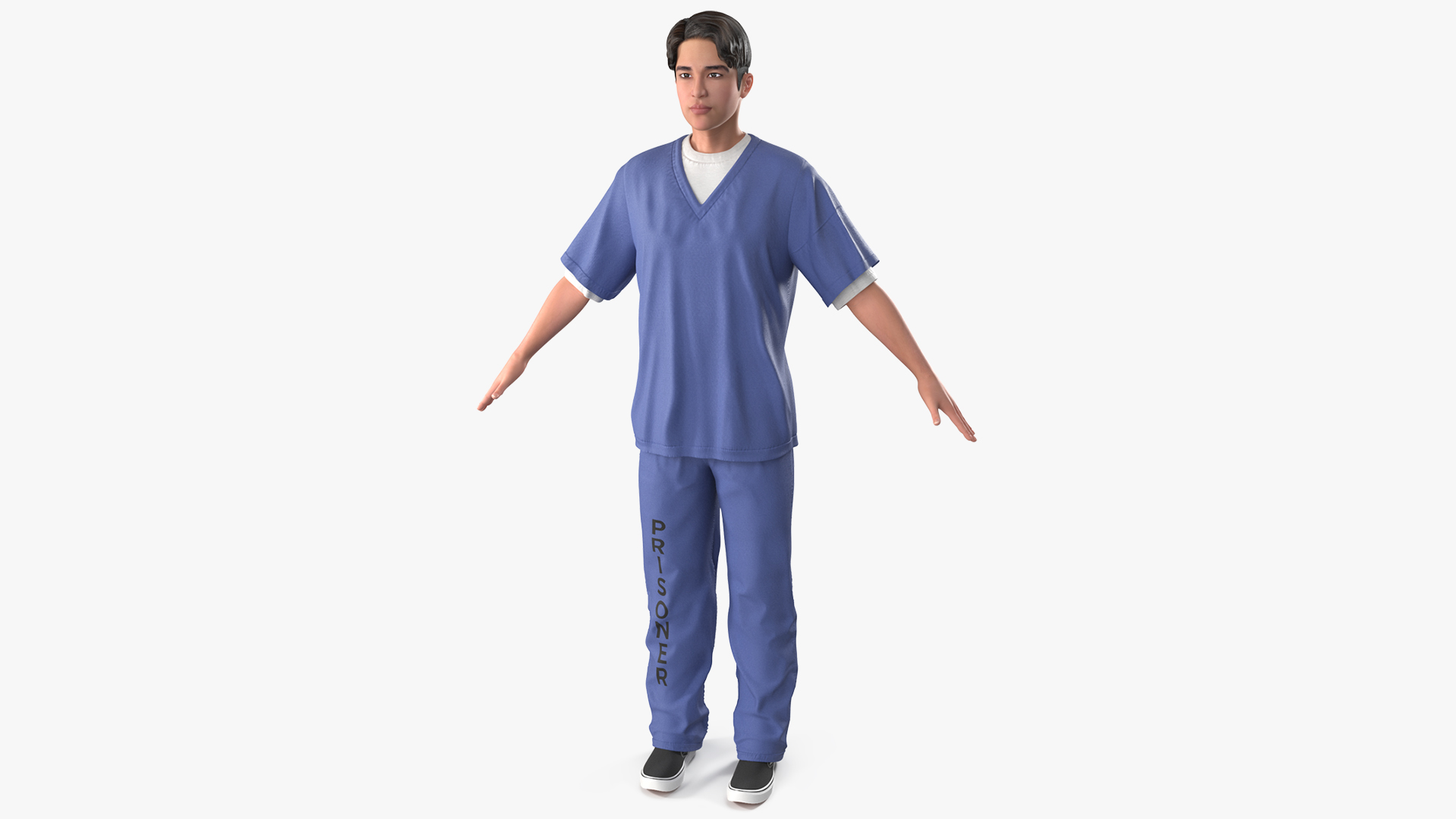 Asian Male Prisoner Blue Uniform 3D