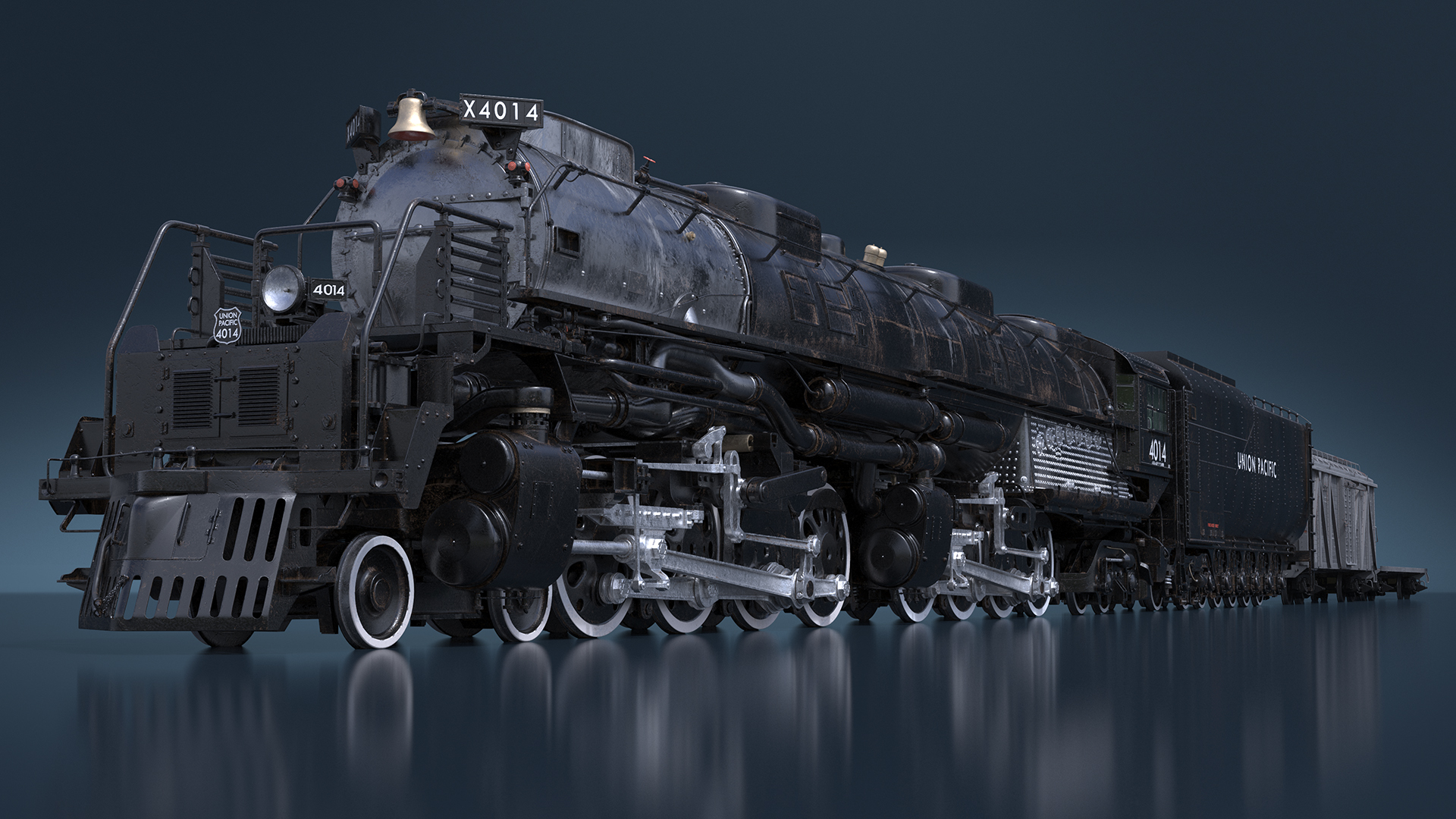 Locomotive Big Boy with Freight Train 3D