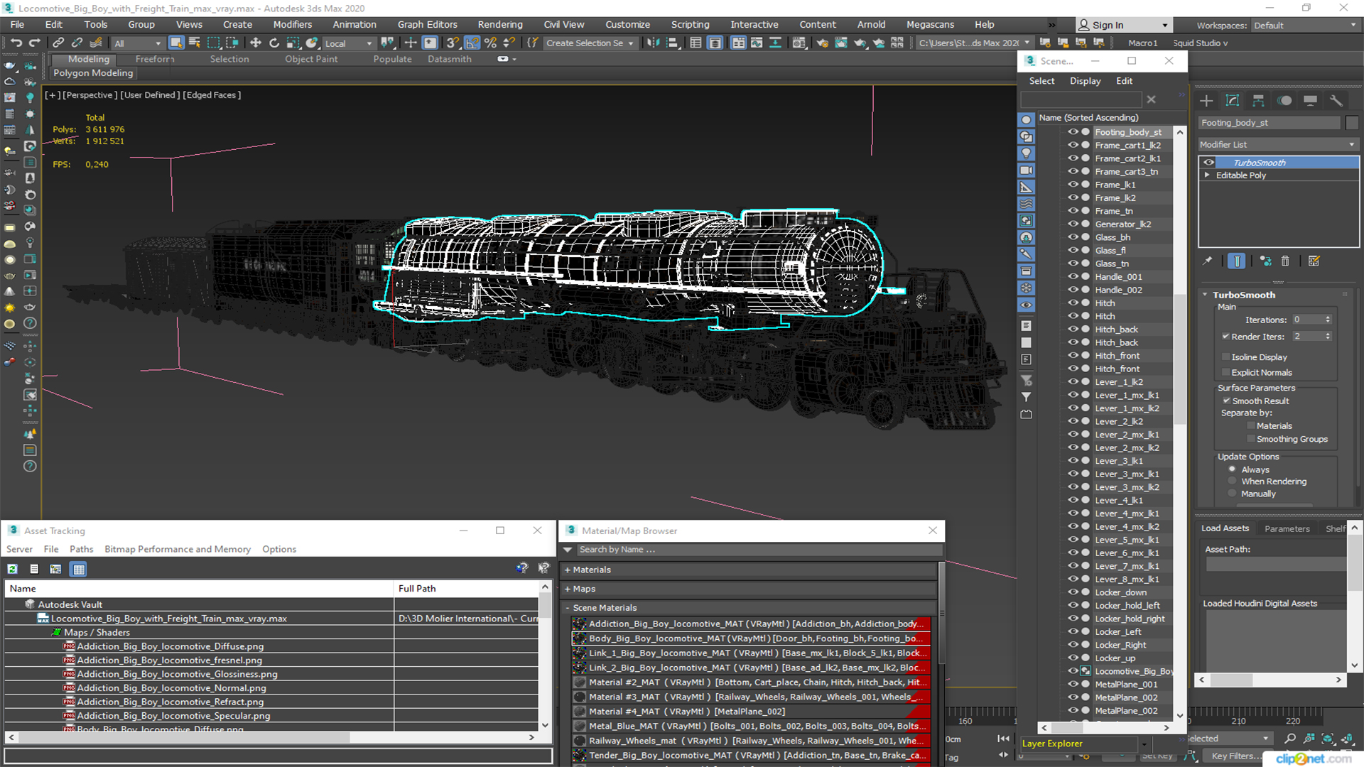 Locomotive Big Boy with Freight Train 3D