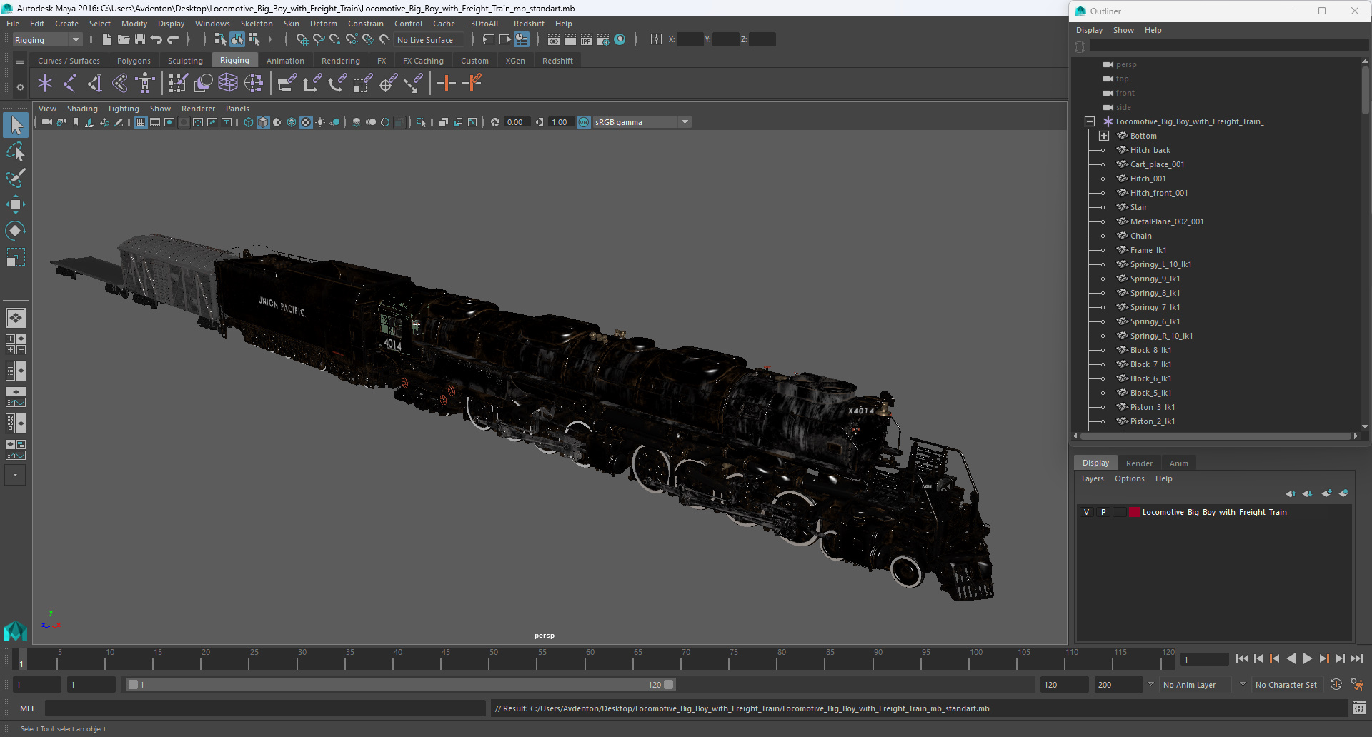 Locomotive Big Boy with Freight Train 3D