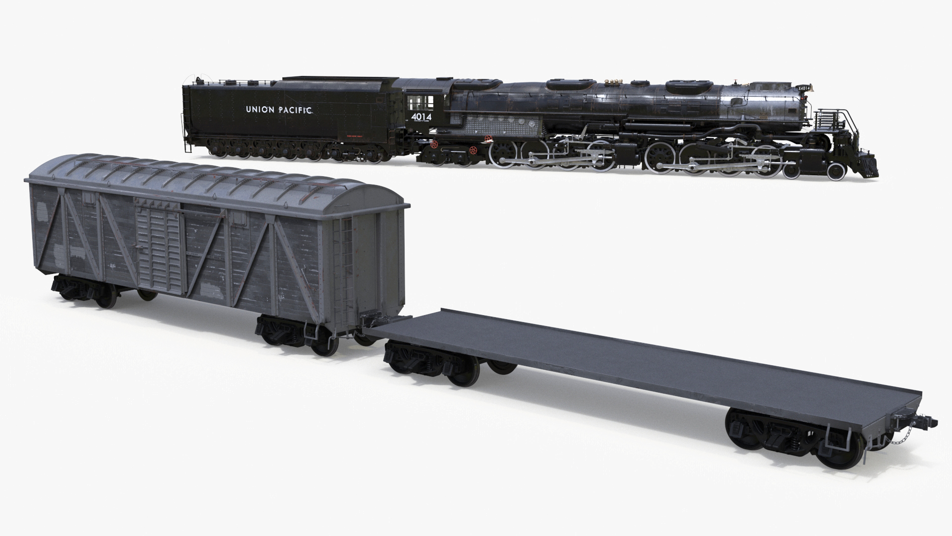 Locomotive Big Boy with Freight Train 3D