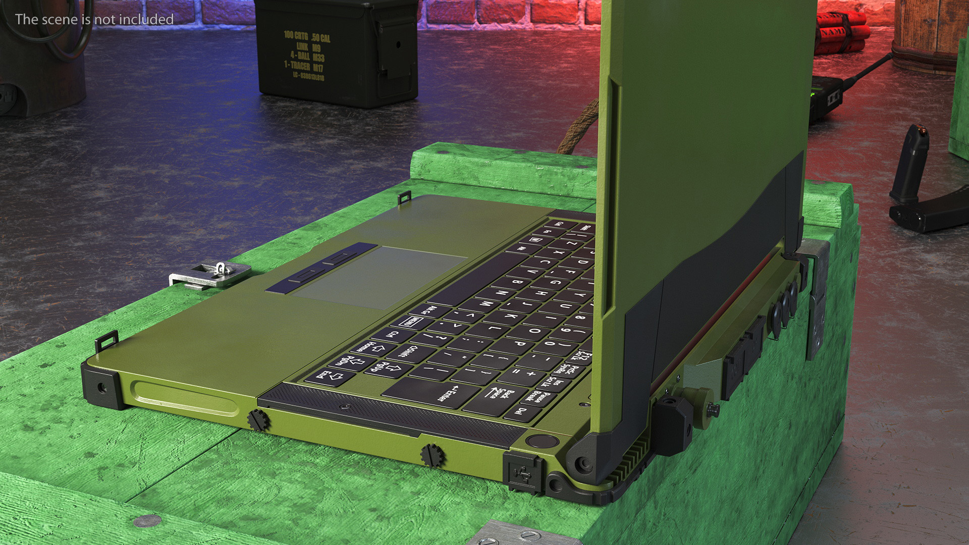 3D Laptop Mildef RS13 Rugged Green