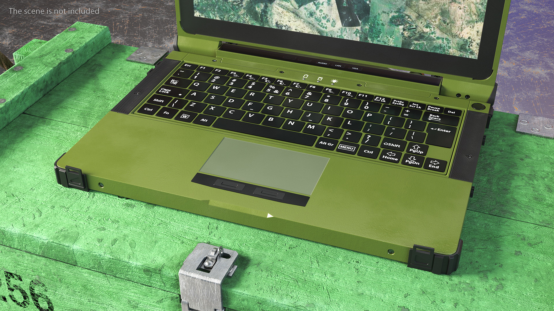 3D Laptop Mildef RS13 Rugged Green