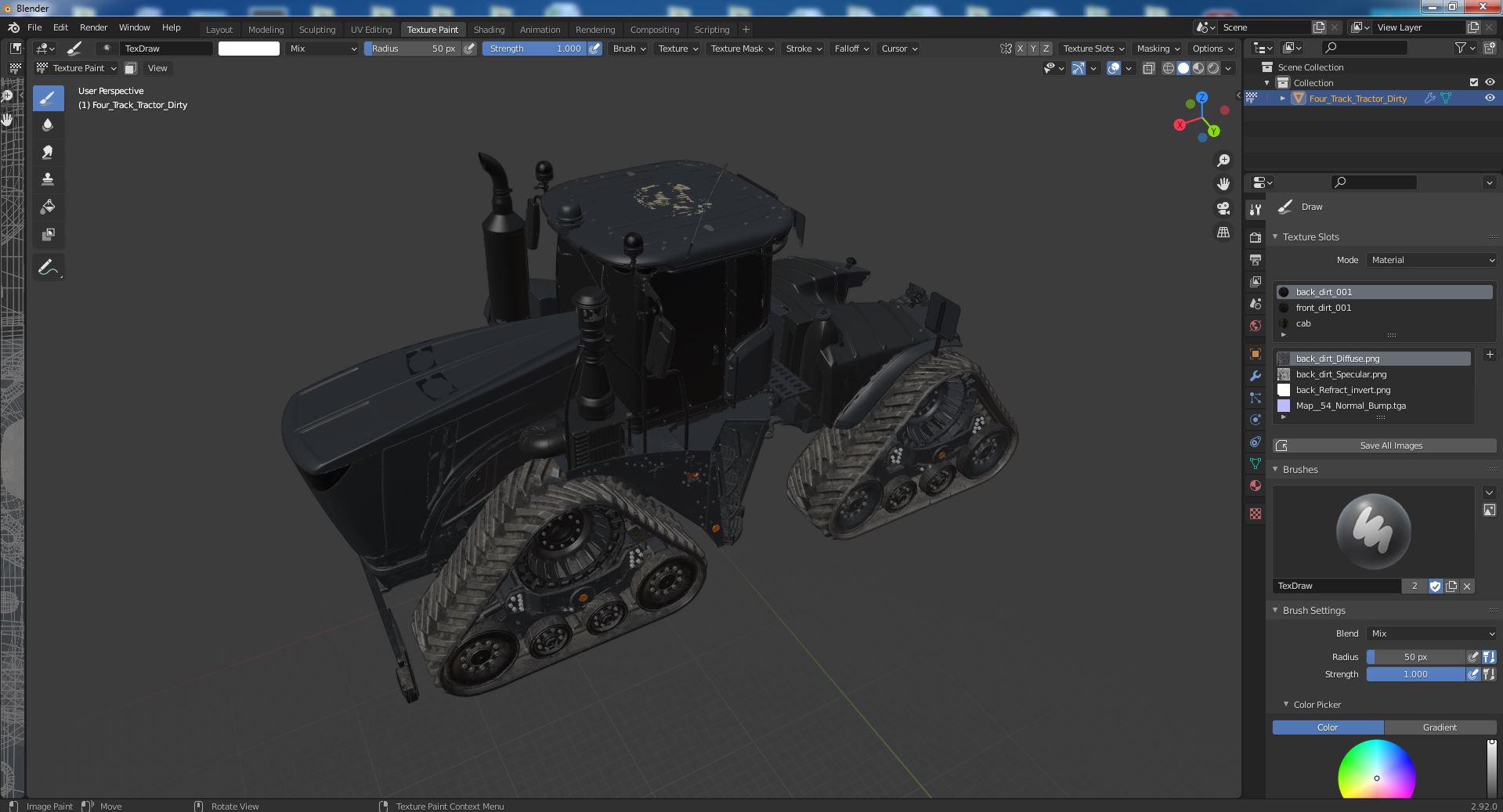 Four Track Tractor Dirty 3D model