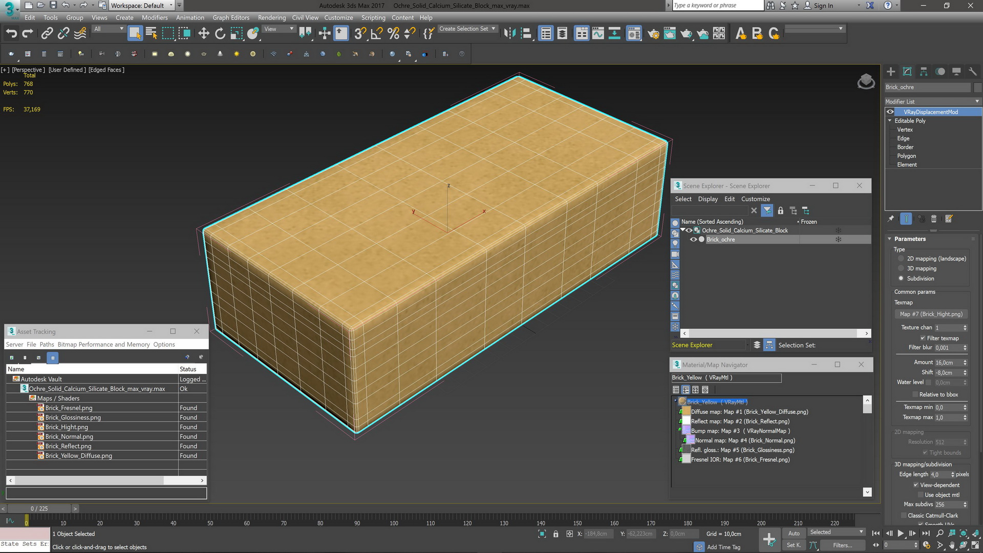 Ochre Solid Calcium Silicate Block 3D model