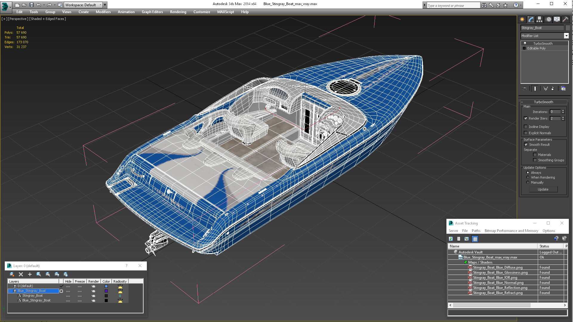 3D Blue Stingray Boat model