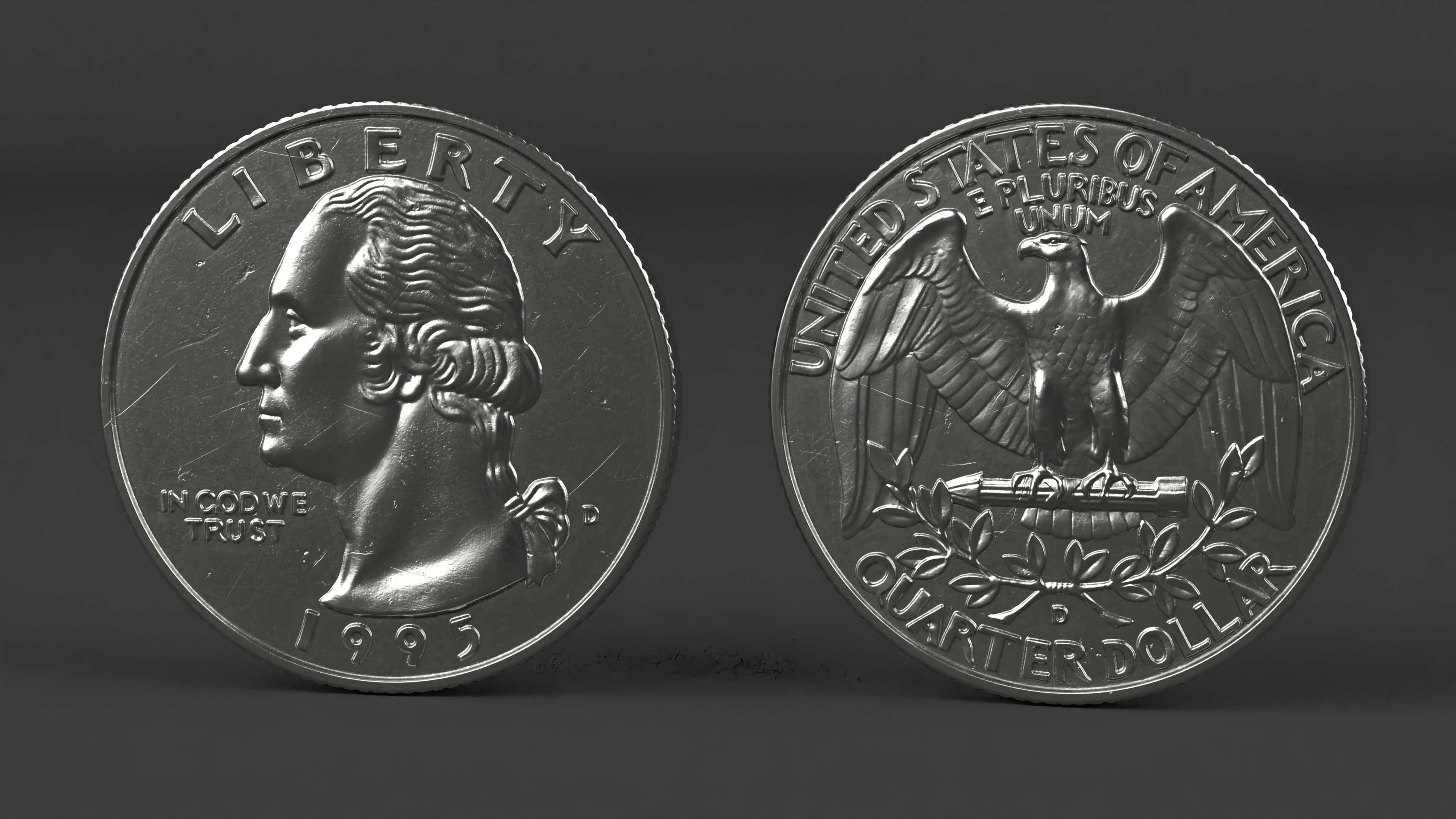 3D Quarter United States Coin