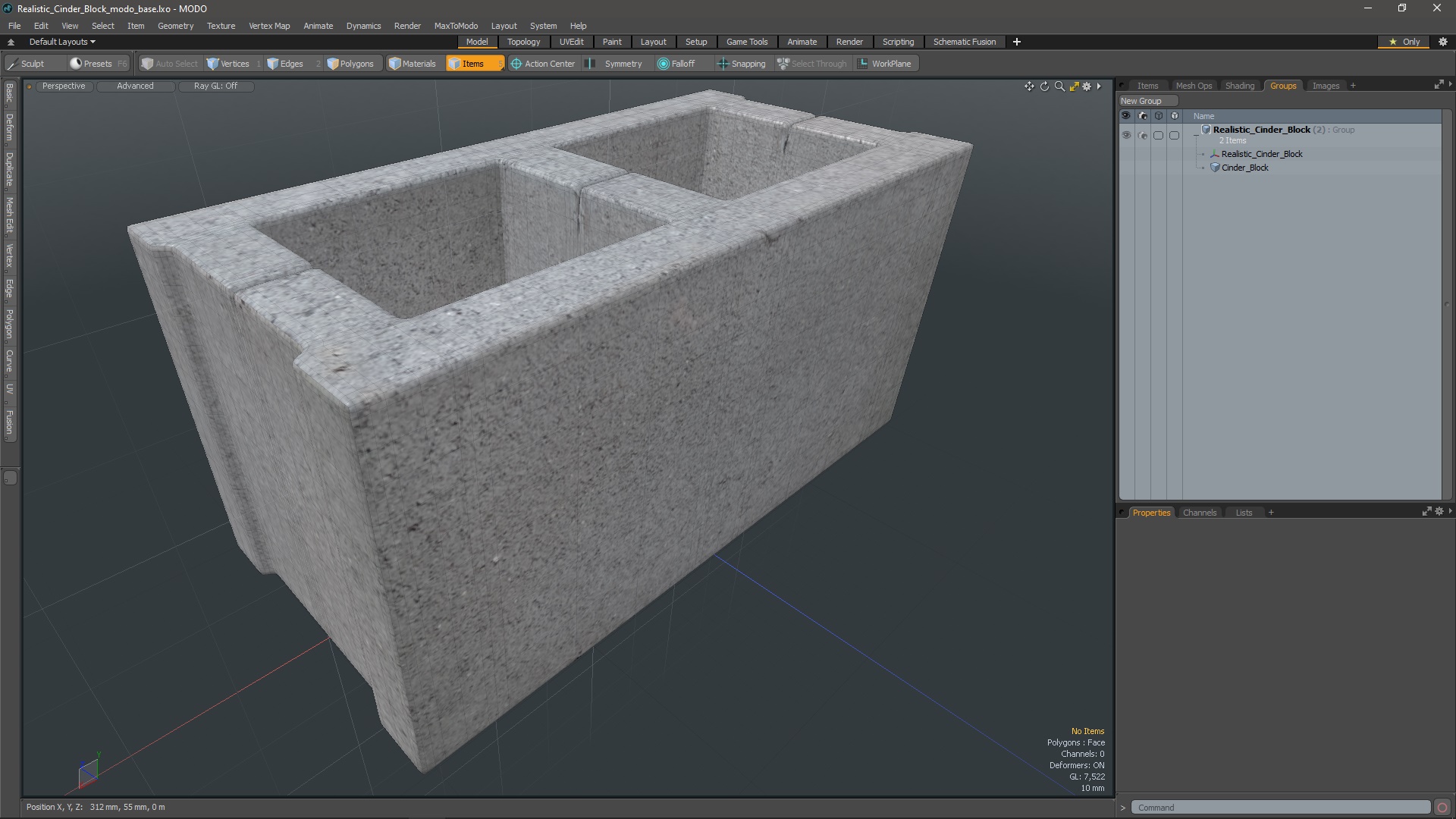 Realistic Cinder Block 3D