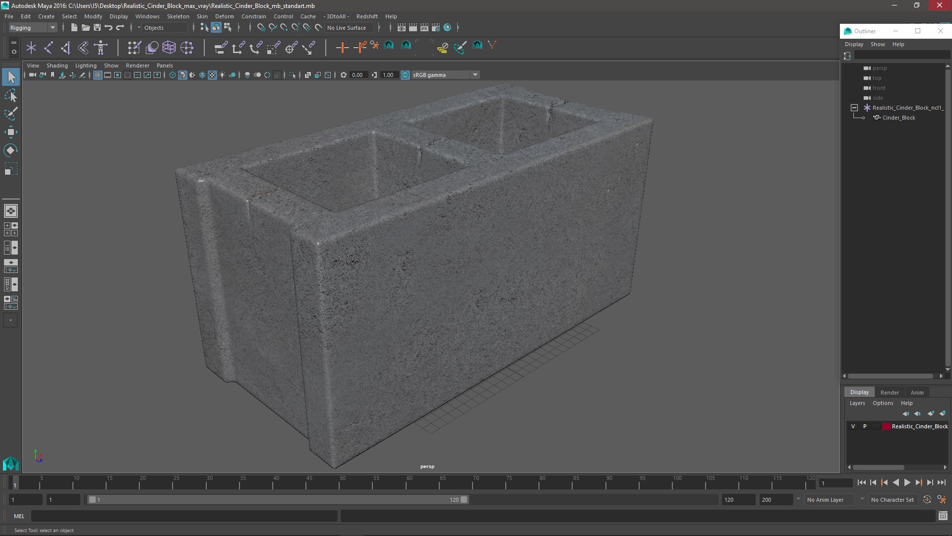 Realistic Cinder Block 3D