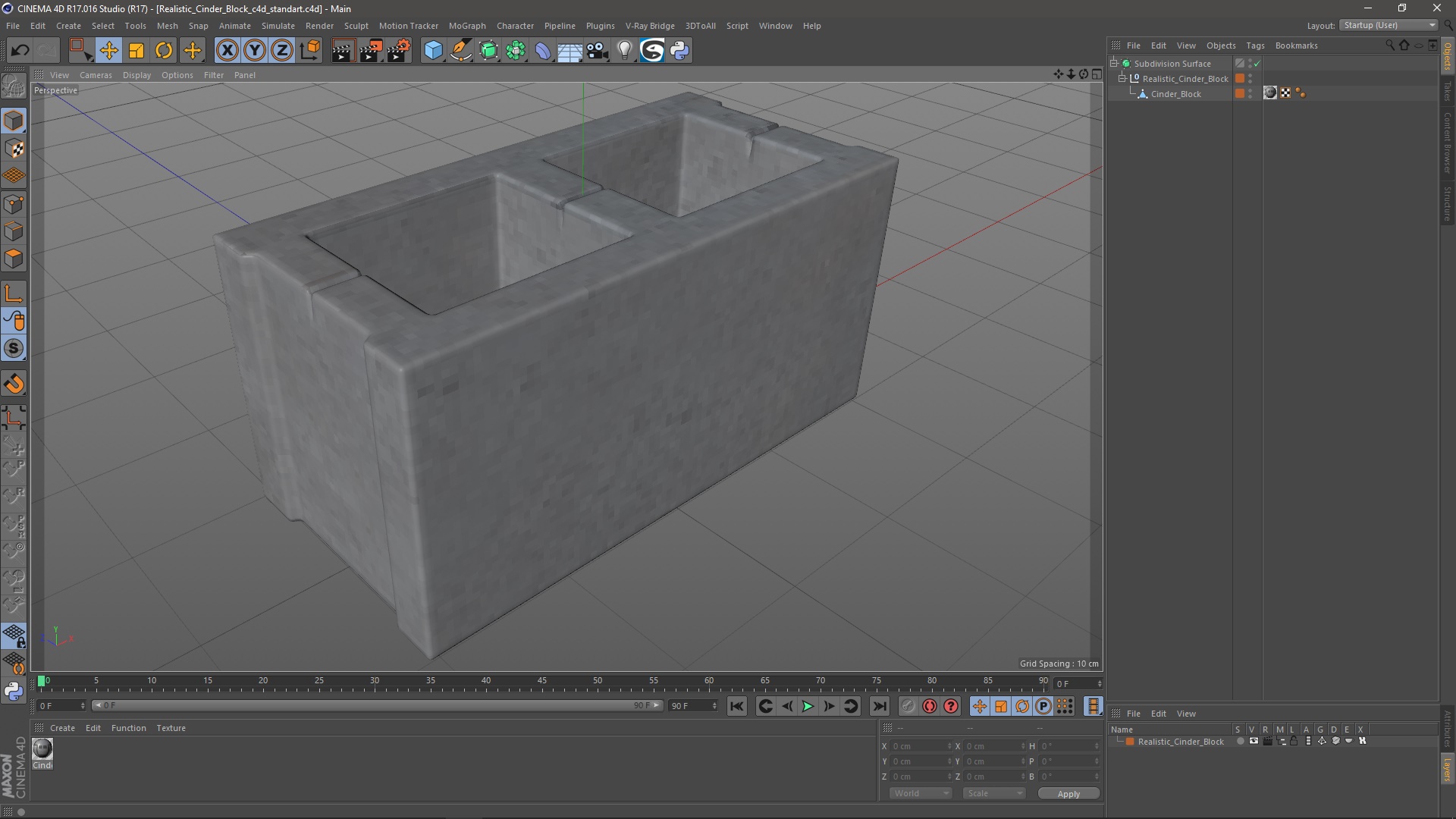 Realistic Cinder Block 3D