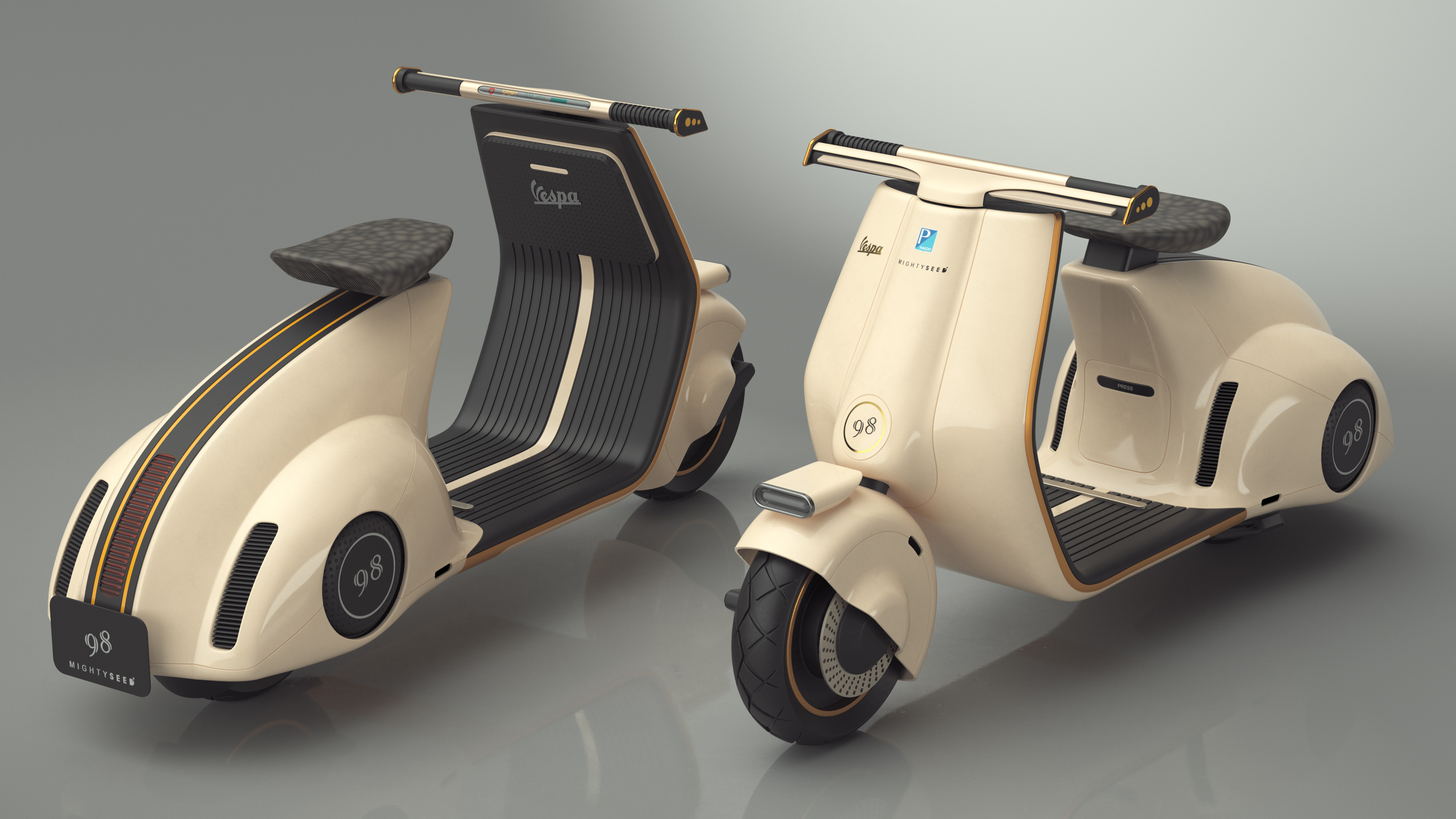 3D Electric Scooter Vespa 98 Beige