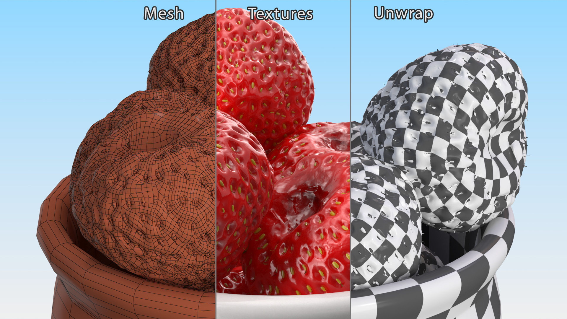 3D model Bowl of Strawberries