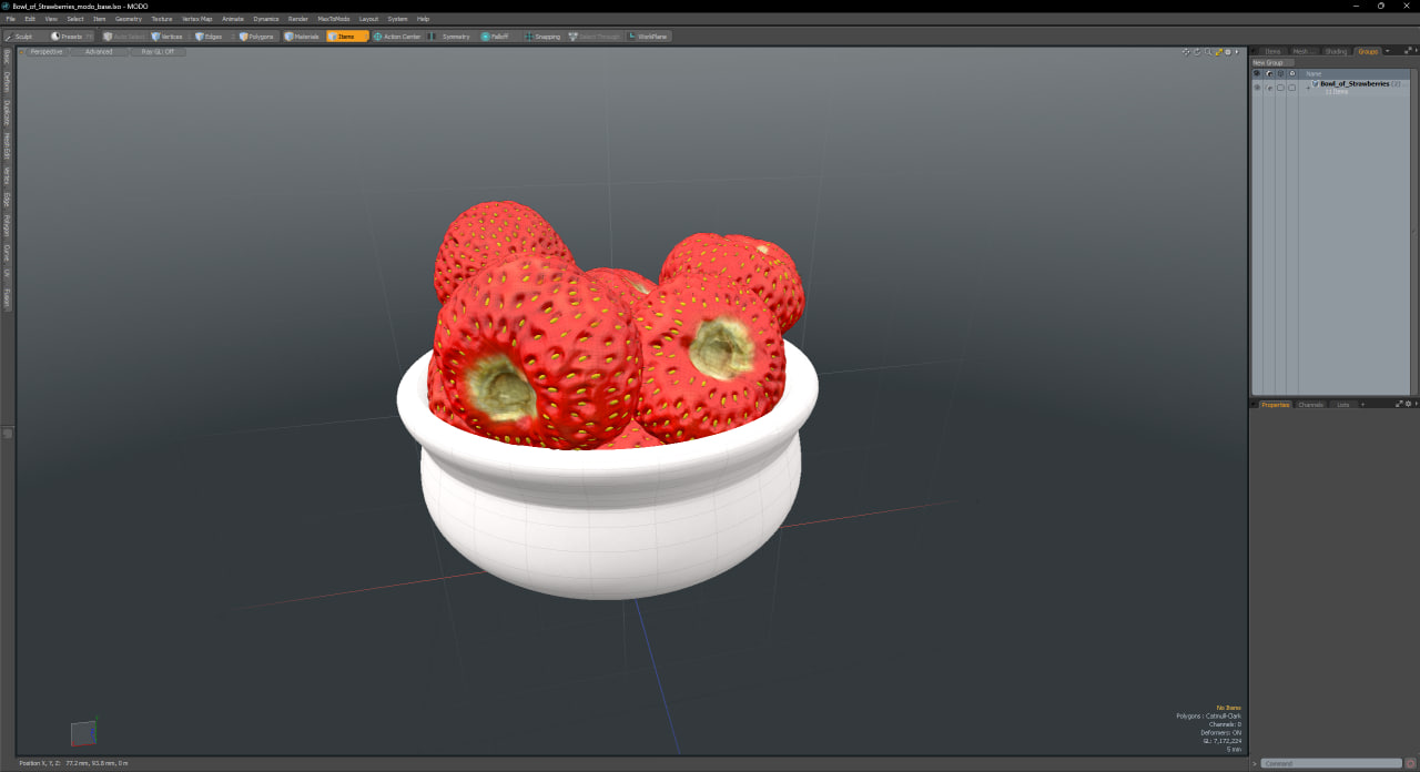 3D model Bowl of Strawberries