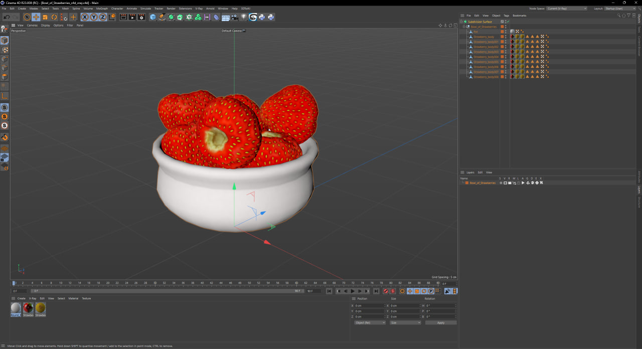 3D model Bowl of Strawberries