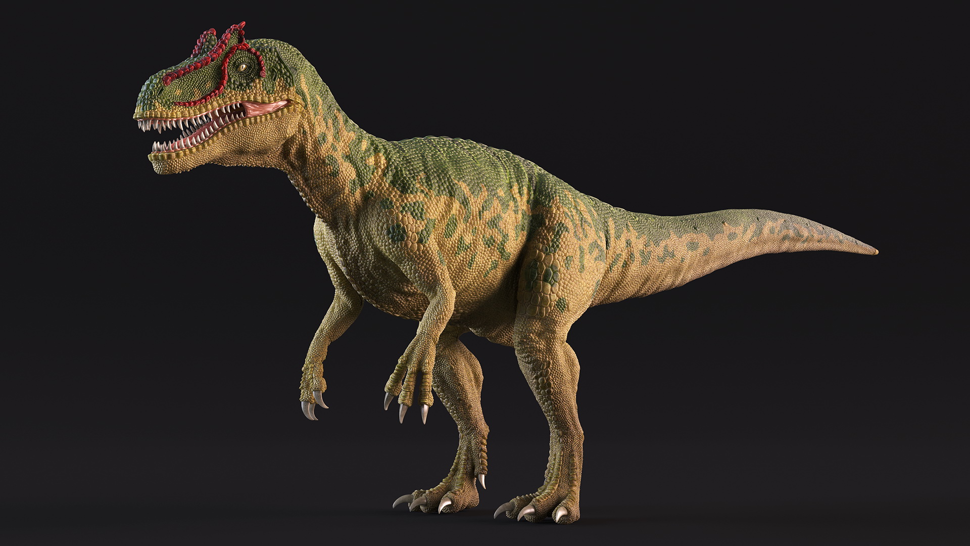 3D model Allosaurus Green Coloring