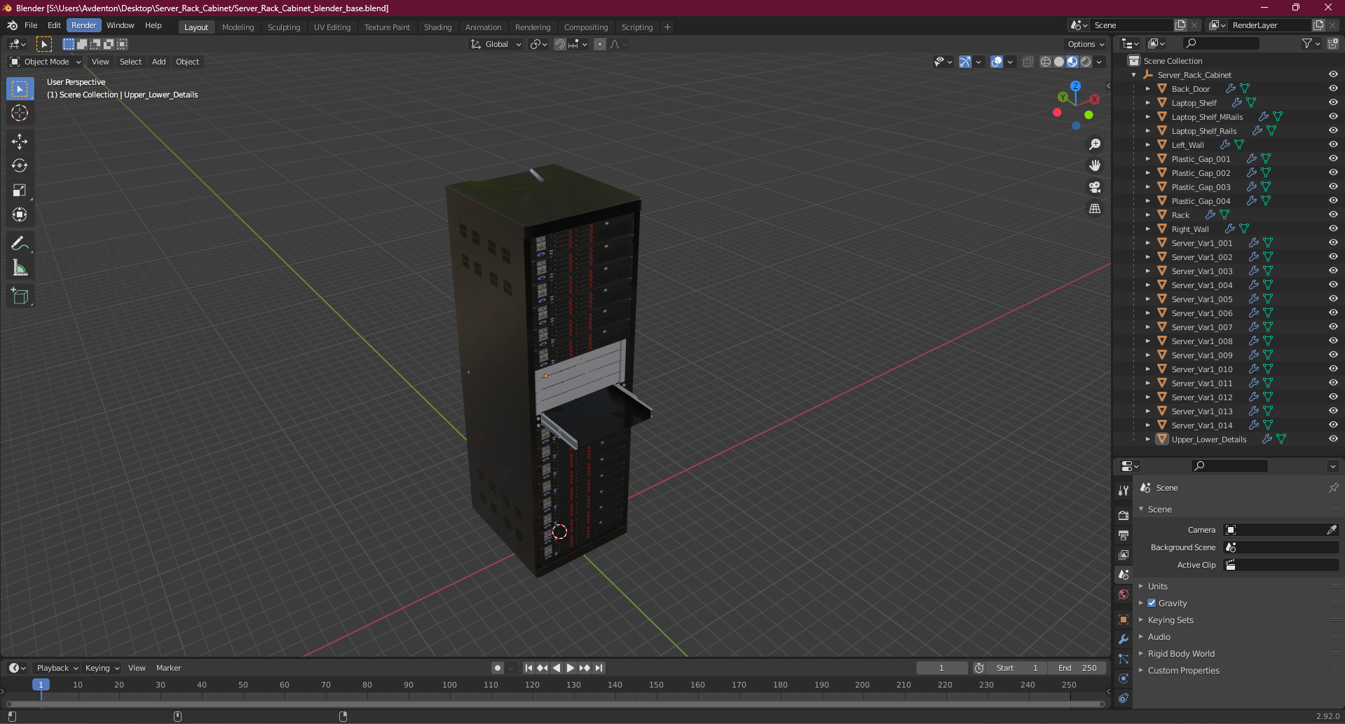 Server Rack Cabinet 3D model