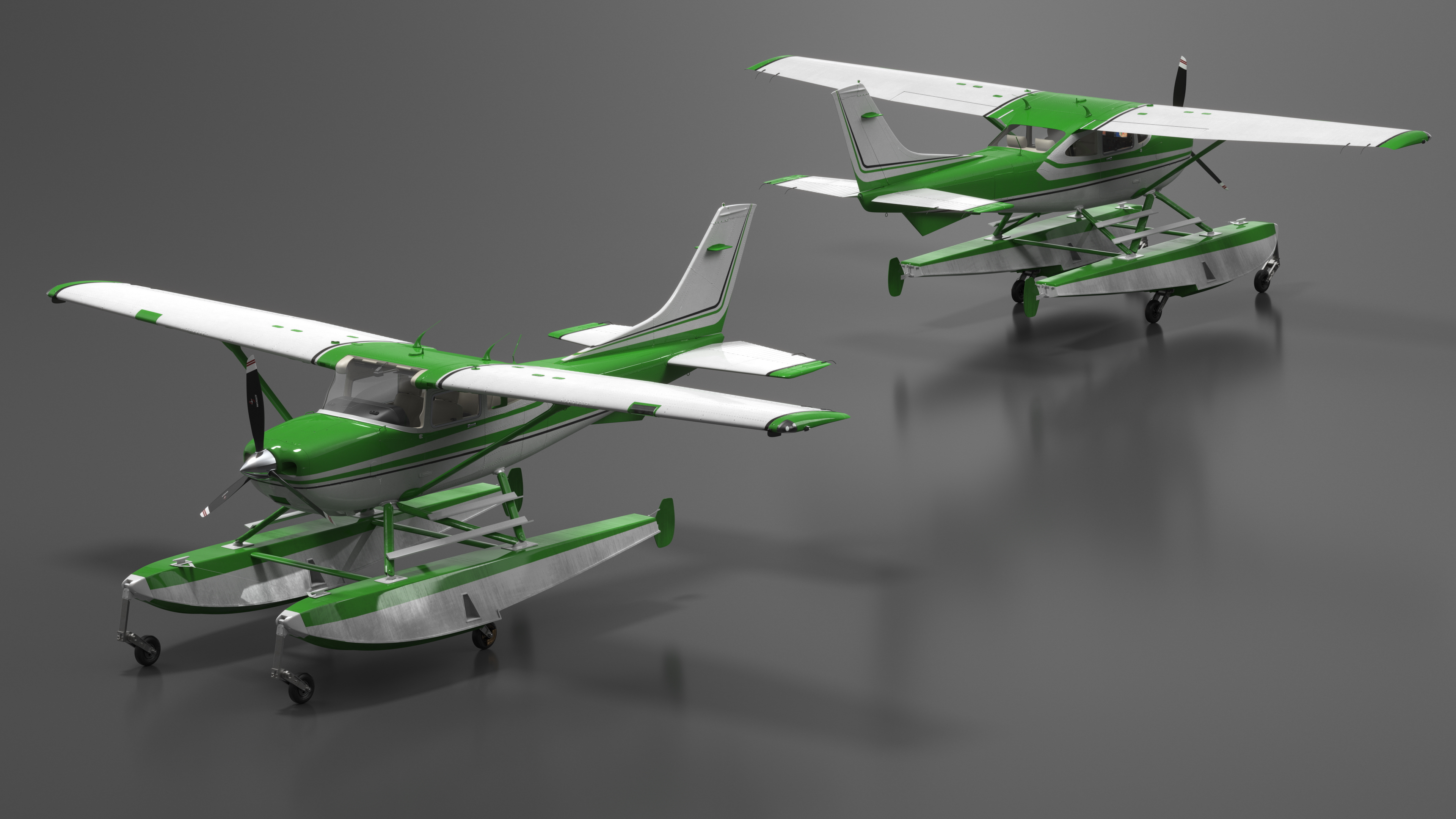 3D Aqua Seaplane Floats Green