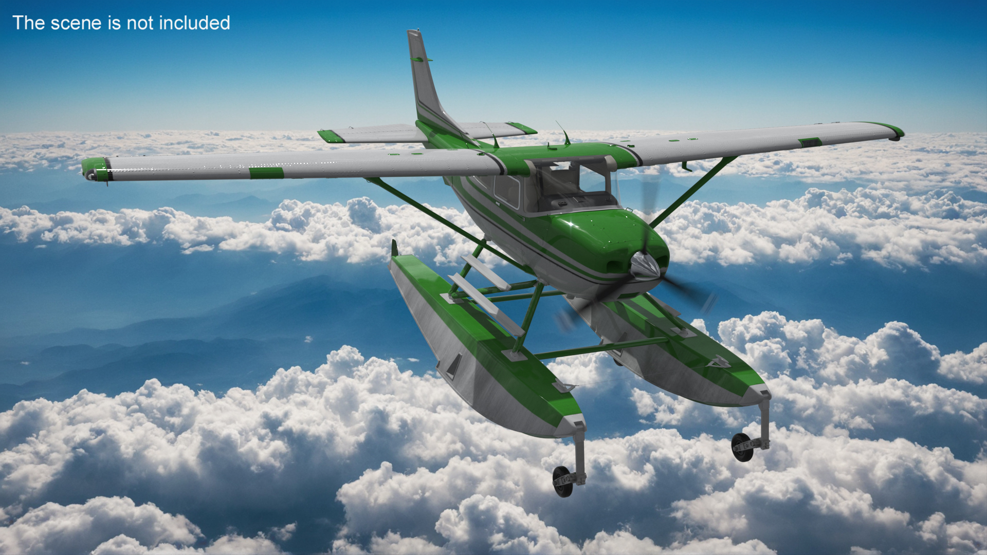 3D Aqua Seaplane Floats Green