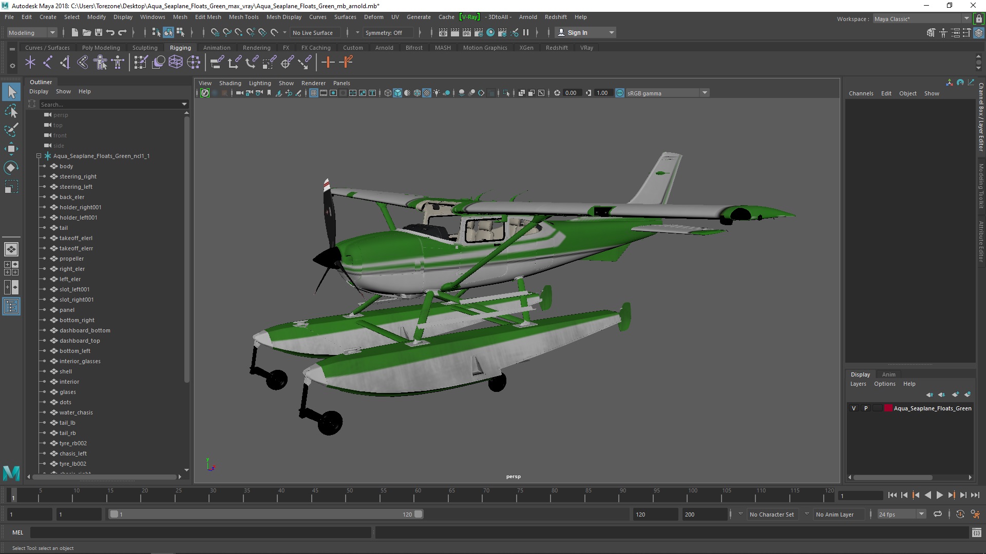 3D Aqua Seaplane Floats Green