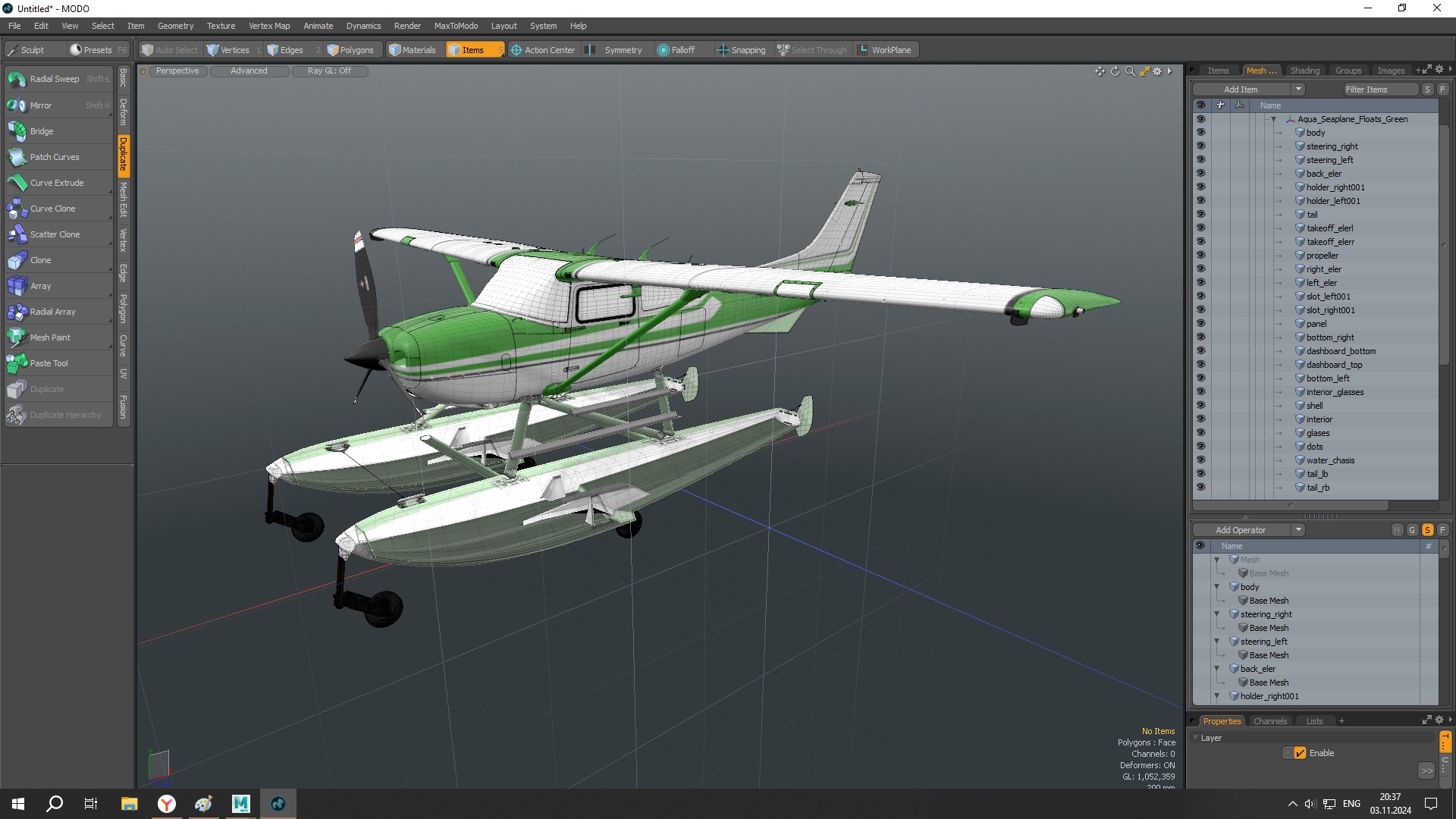 3D Aqua Seaplane Floats Green