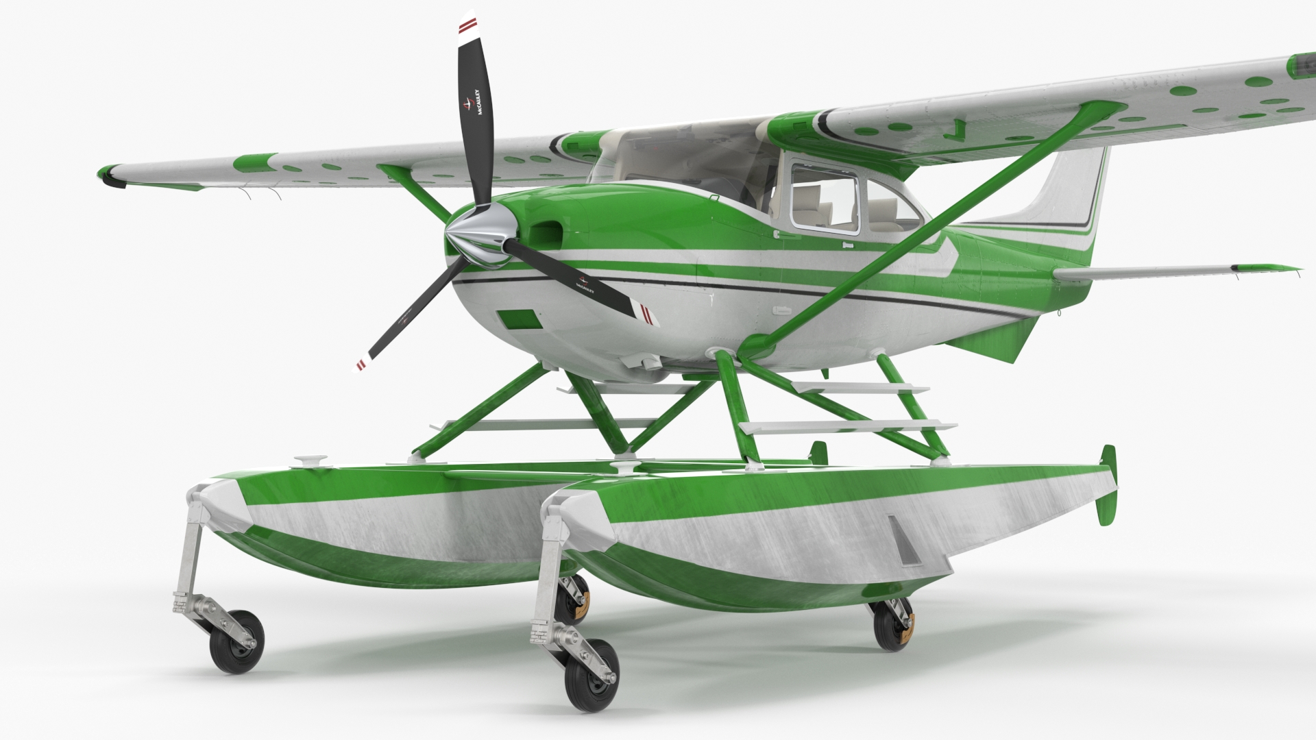 3D Aqua Seaplane Floats Green