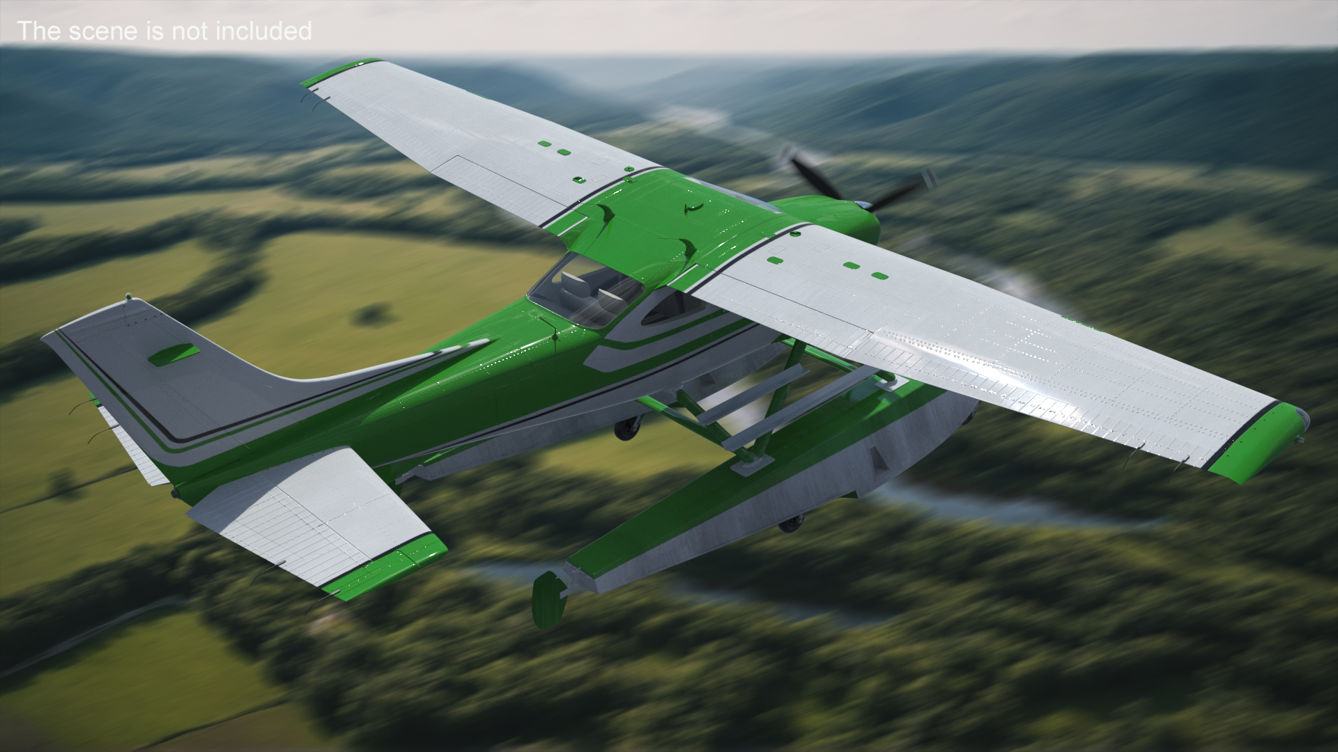 3D Aqua Seaplane Floats Green