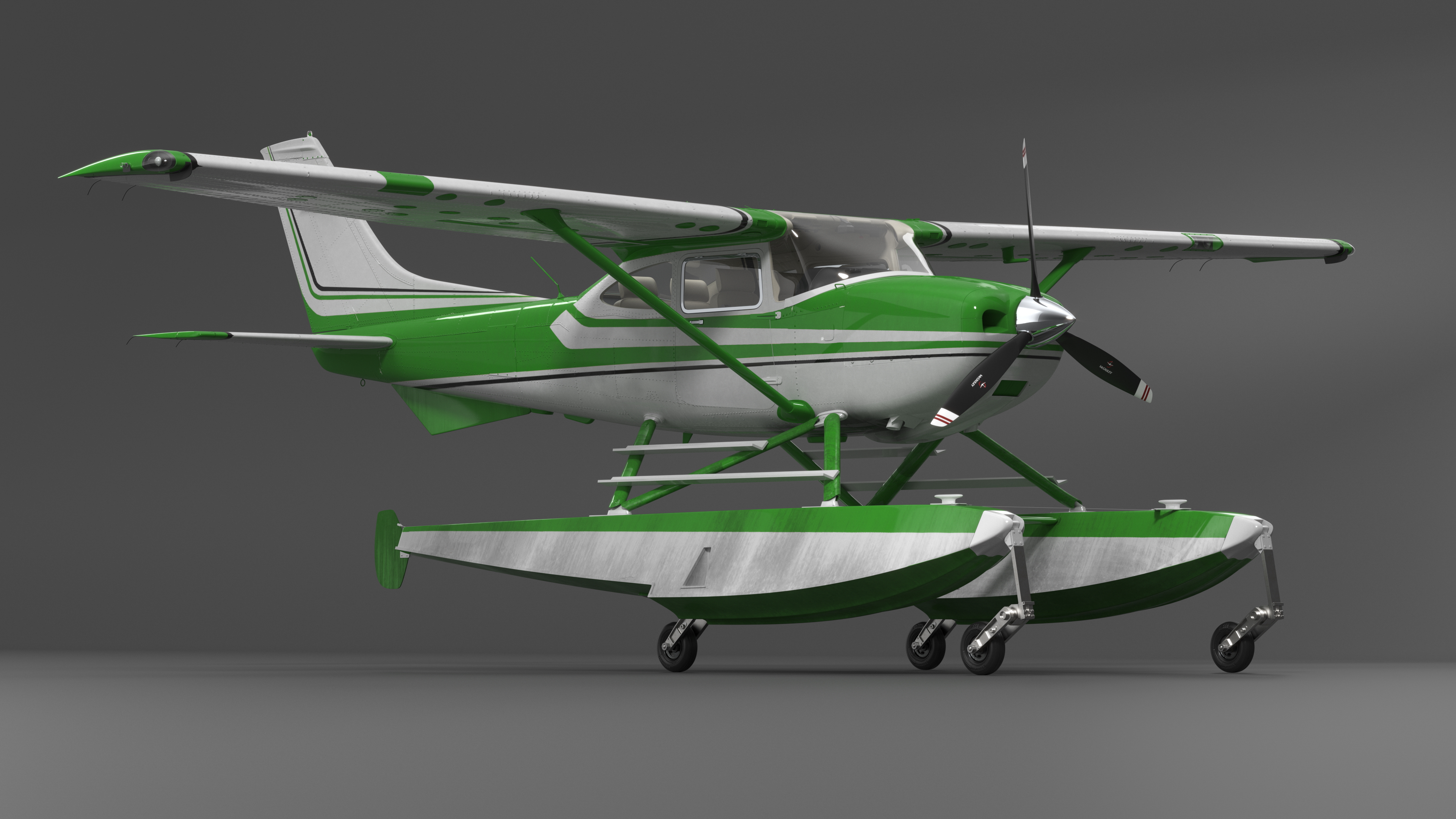 3D Aqua Seaplane Floats Green