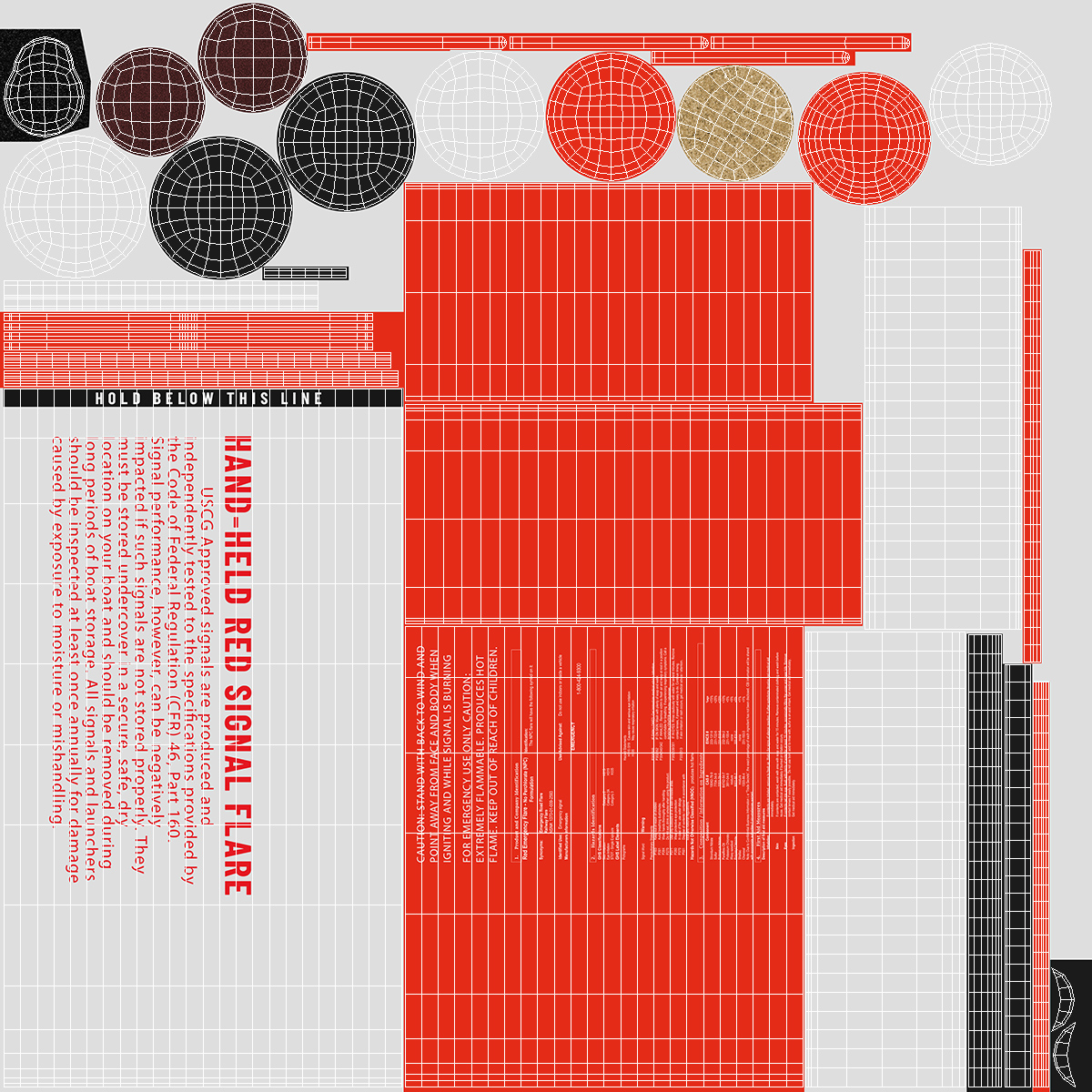 3D Hand Held Marine Red Signal Flare model