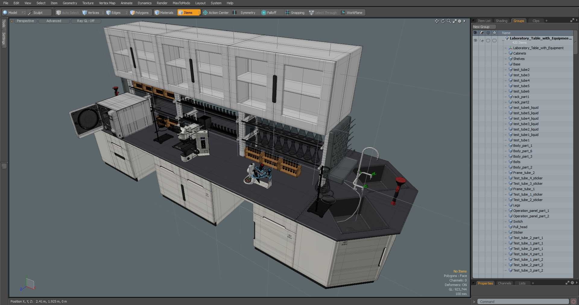 3D Laboratory Table with Equipment