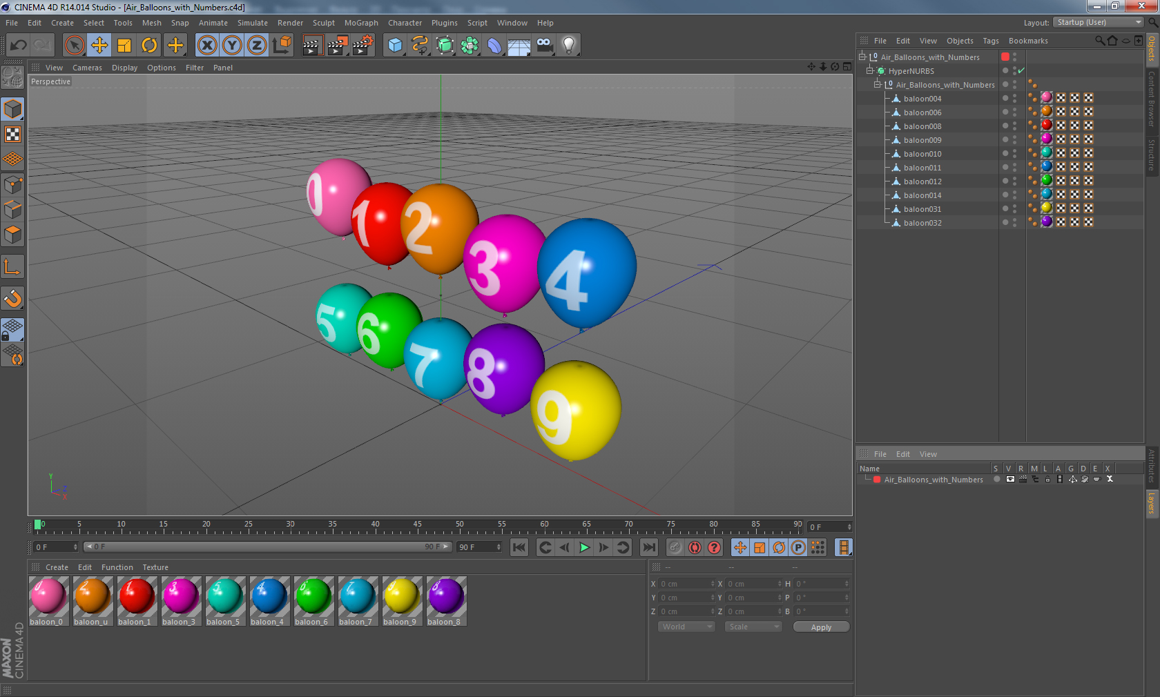 3D model Air Balloons with Numbers