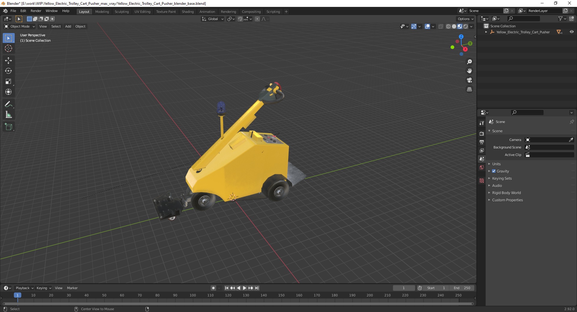 3D model Yellow Electric Trolley Cart Pusher