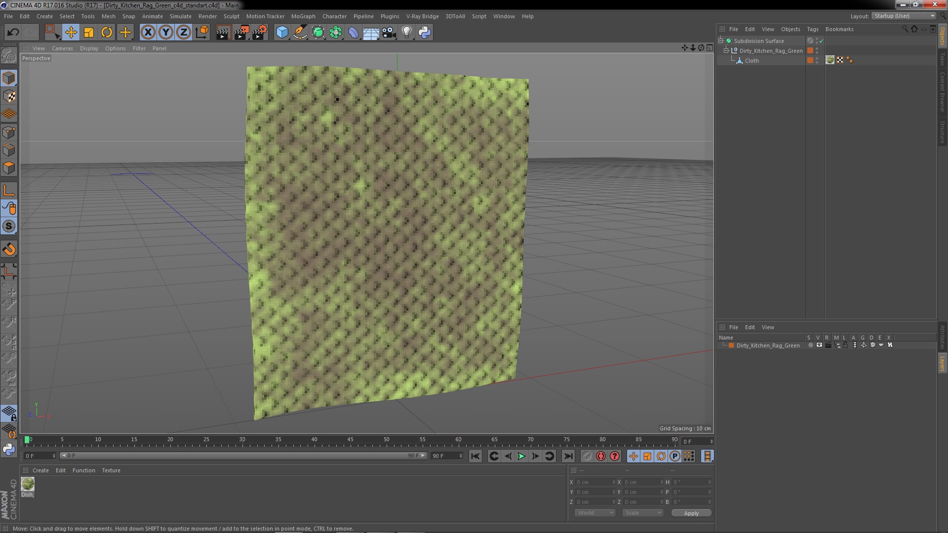 3D Dirty Kitchen Rag Green model