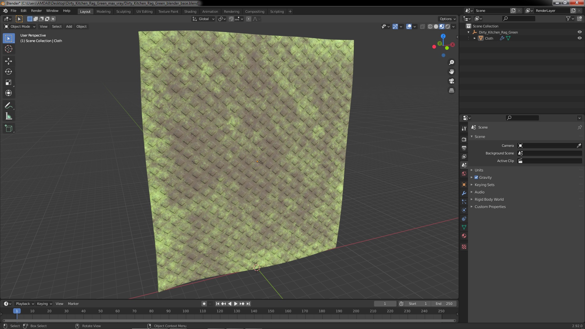 3D Dirty Kitchen Rag Green model